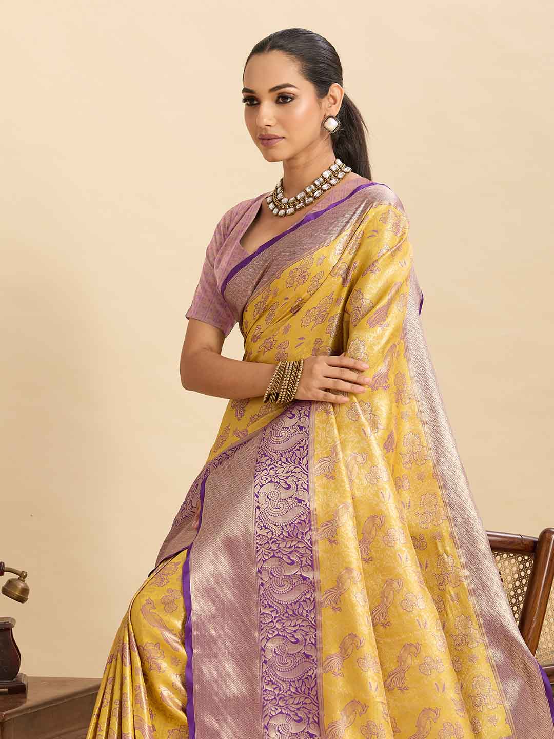 Urban Pallu Woven Design Silk Blend Festive Saree