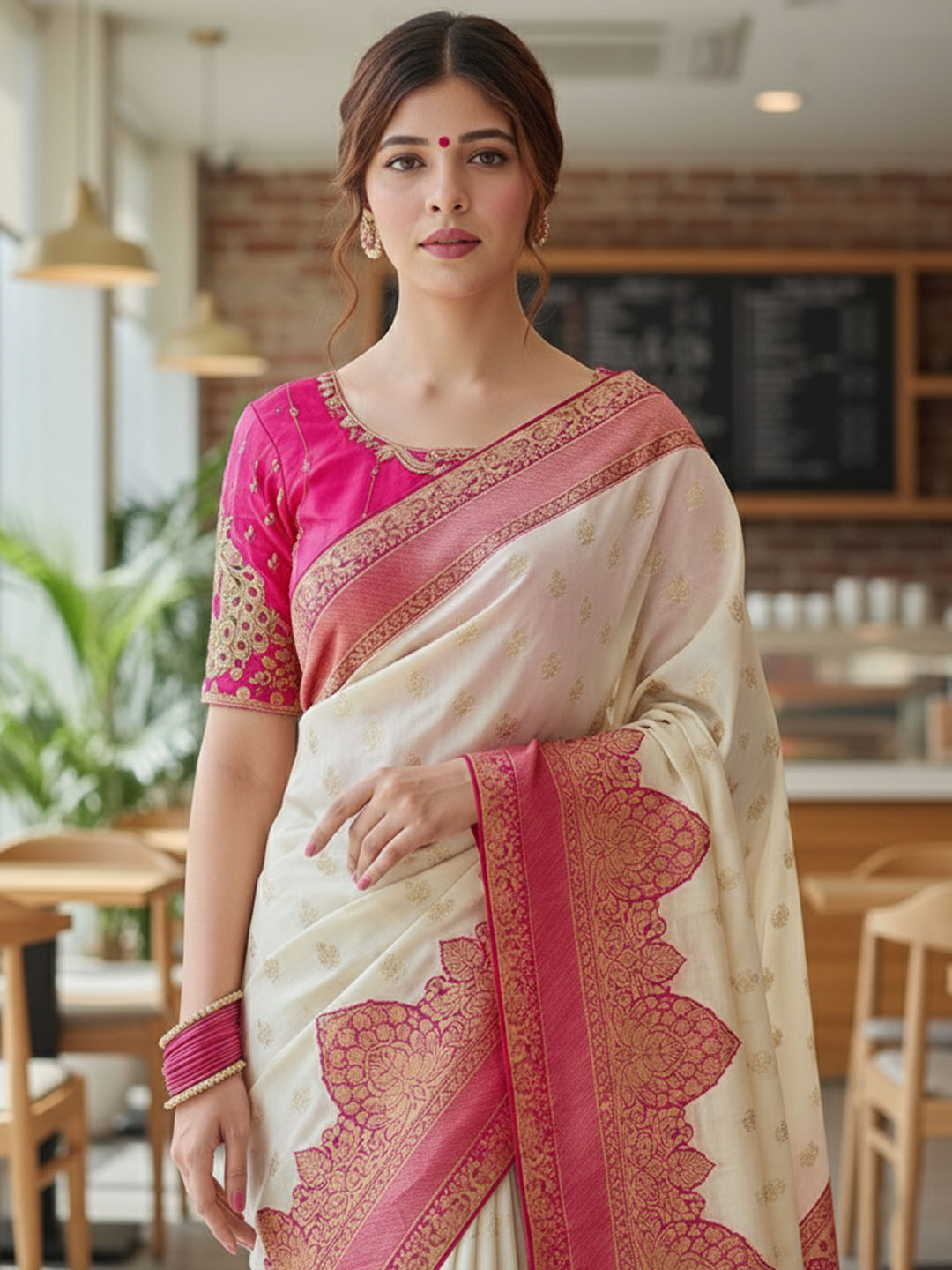Urban Pallu Woven Design Silk Blend Traditional Saree