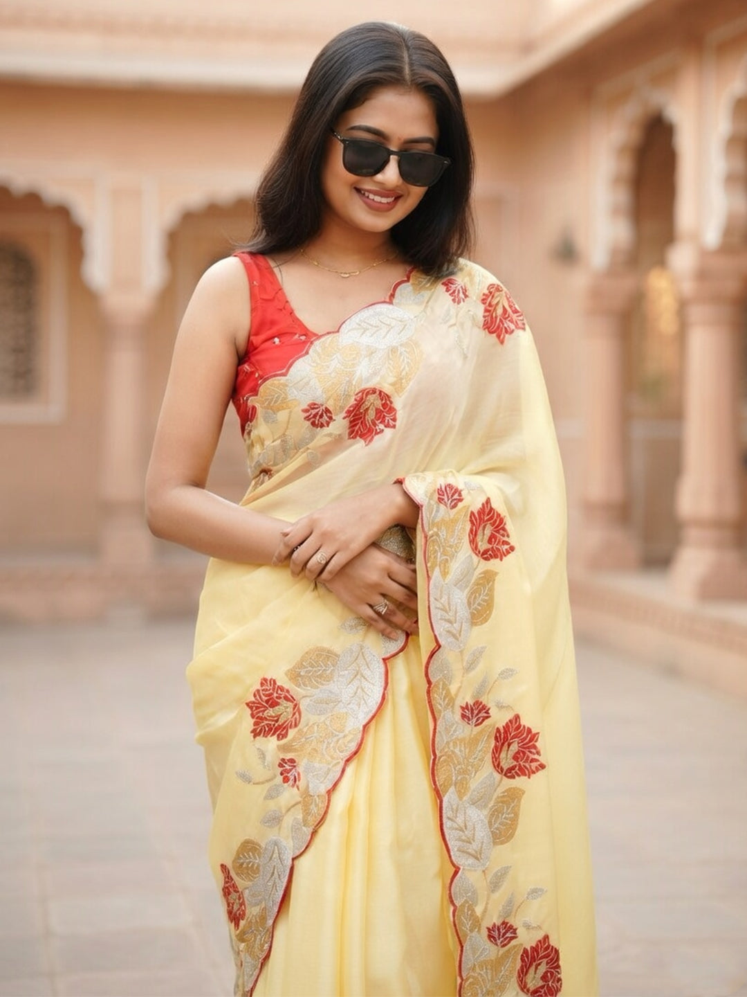 Urban Pallu Woven Design Poly Chiffon Traditional Saree