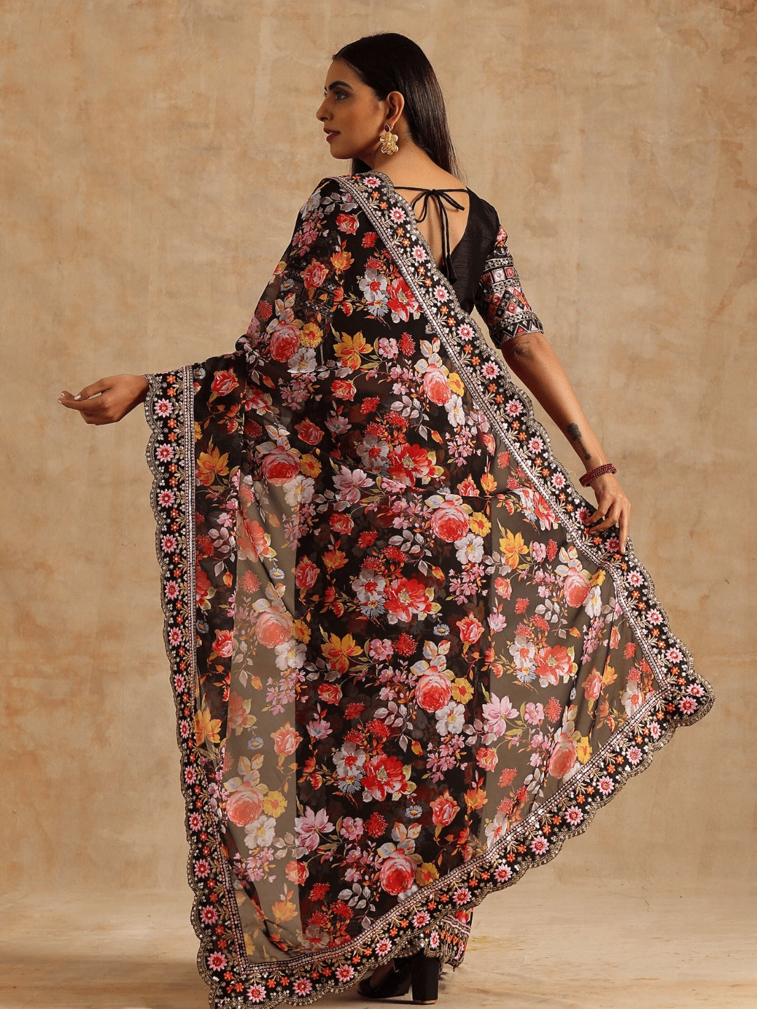 Urban Pallu Woven Design Poly Georgette Festive Saree