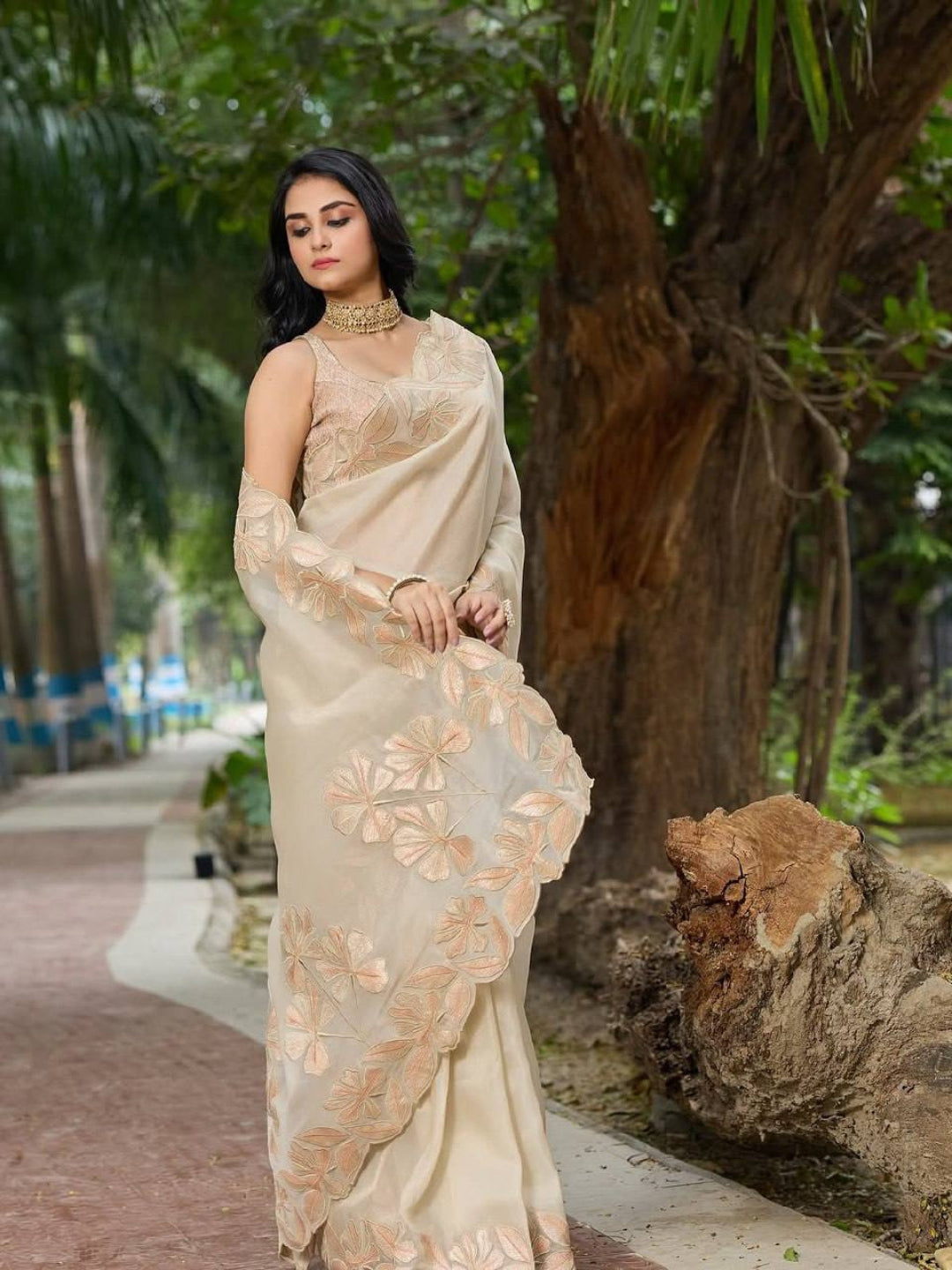 Urban Pallu Embroidered Pure Georgette Fusion Saree