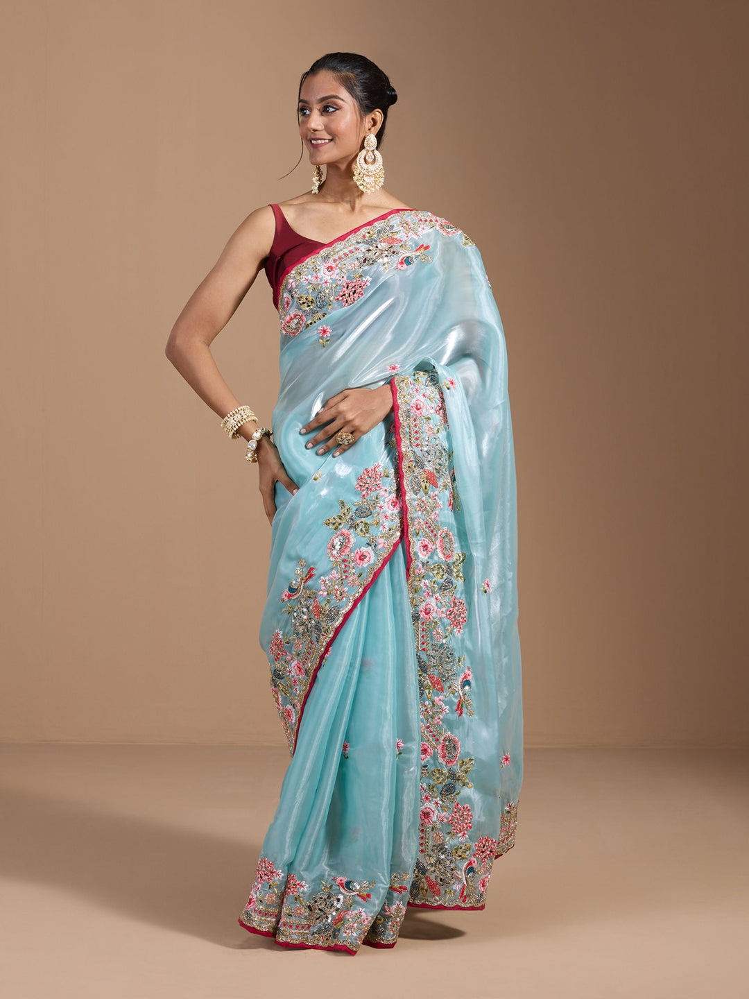 Urban Pallu Embroidered Tissue Festive Saree