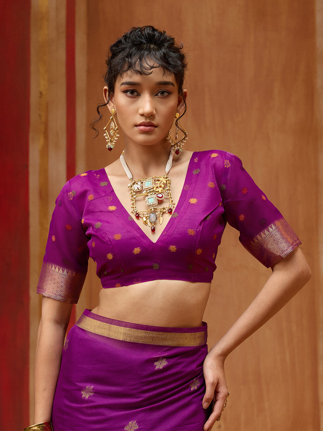 Urban Pallu Printed Satin Party Saree