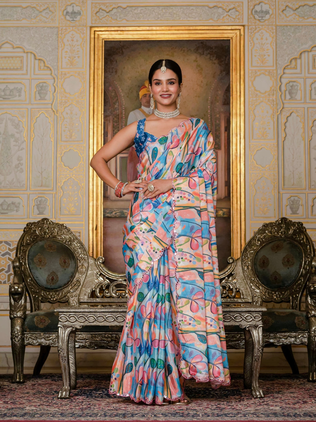 Urban Pallu Woven Design Silk Blend Fusion Saree