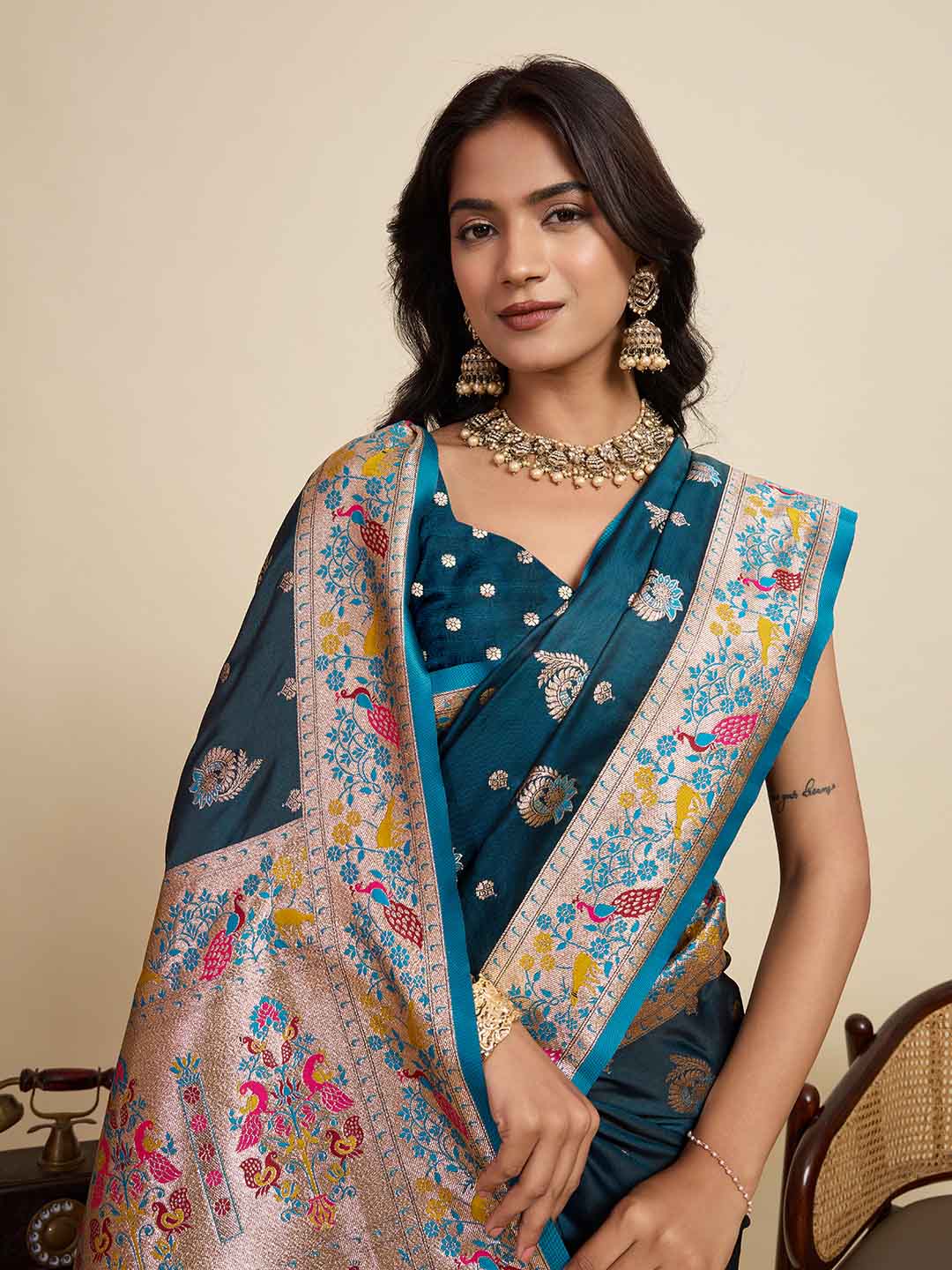 Urban Pallu Woven Design Silk Blend Party Saree