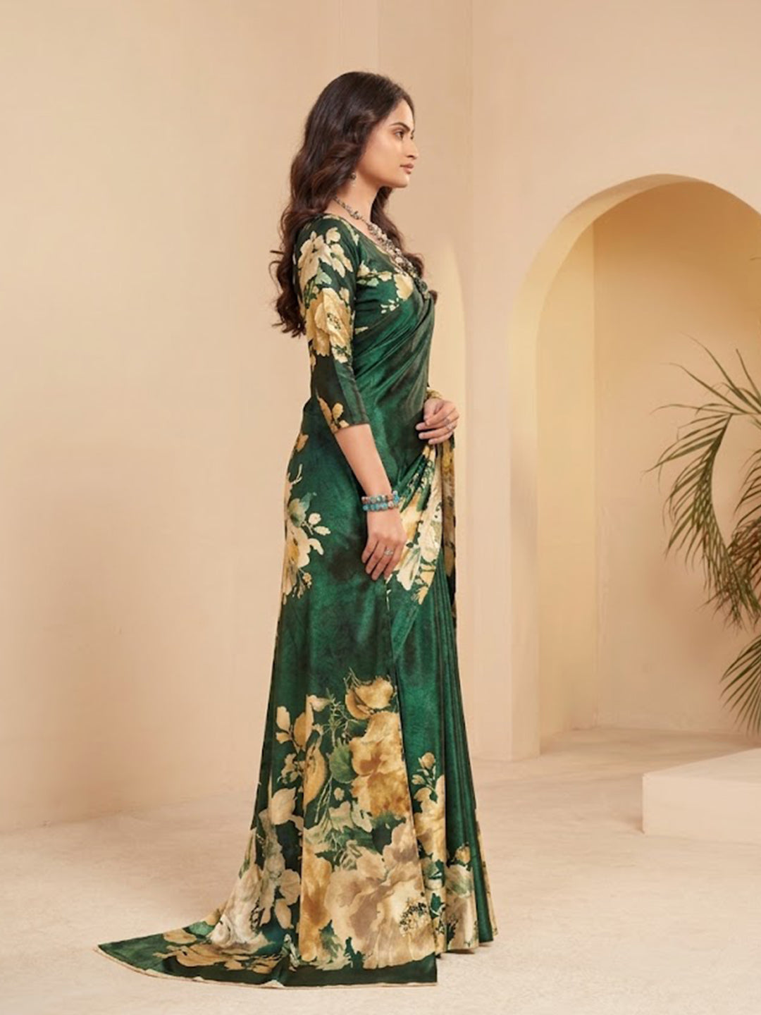 Urban Pallu Printed Poly Silk Work Saree