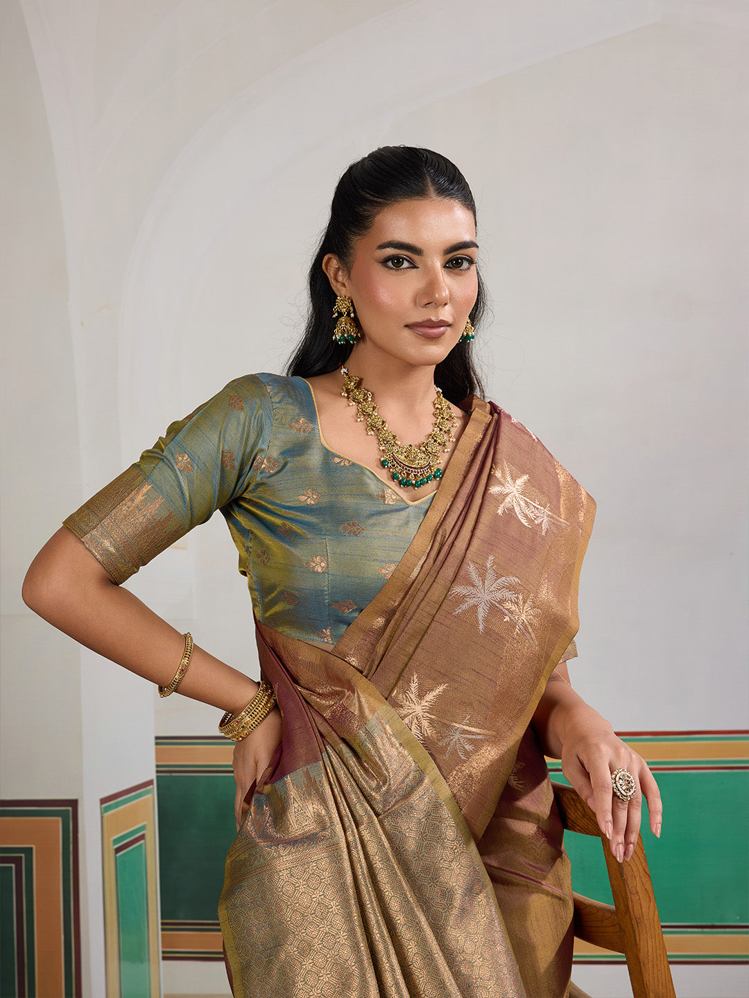 Urban Pallu Printed Silk Cotton Work Saree