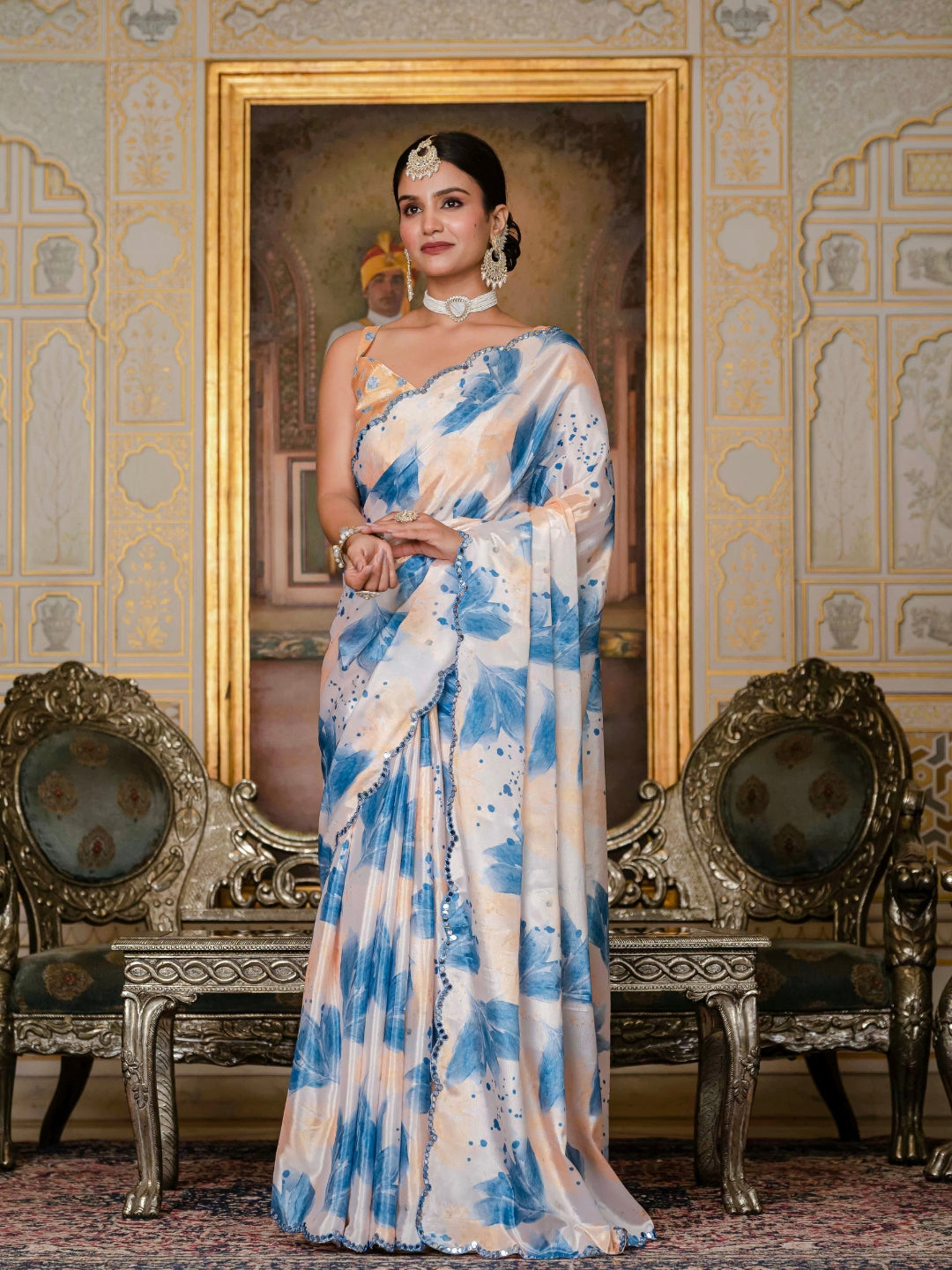 Urban Pallu Woven Design Silk Blend Fusion Saree