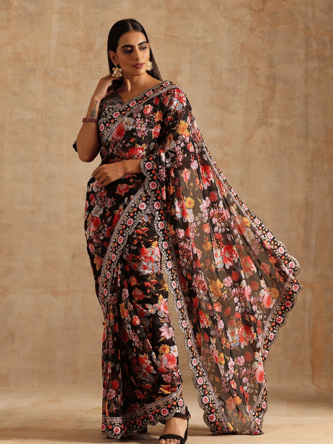 Urban Pallu Woven Design Poly Georgette Festive Saree