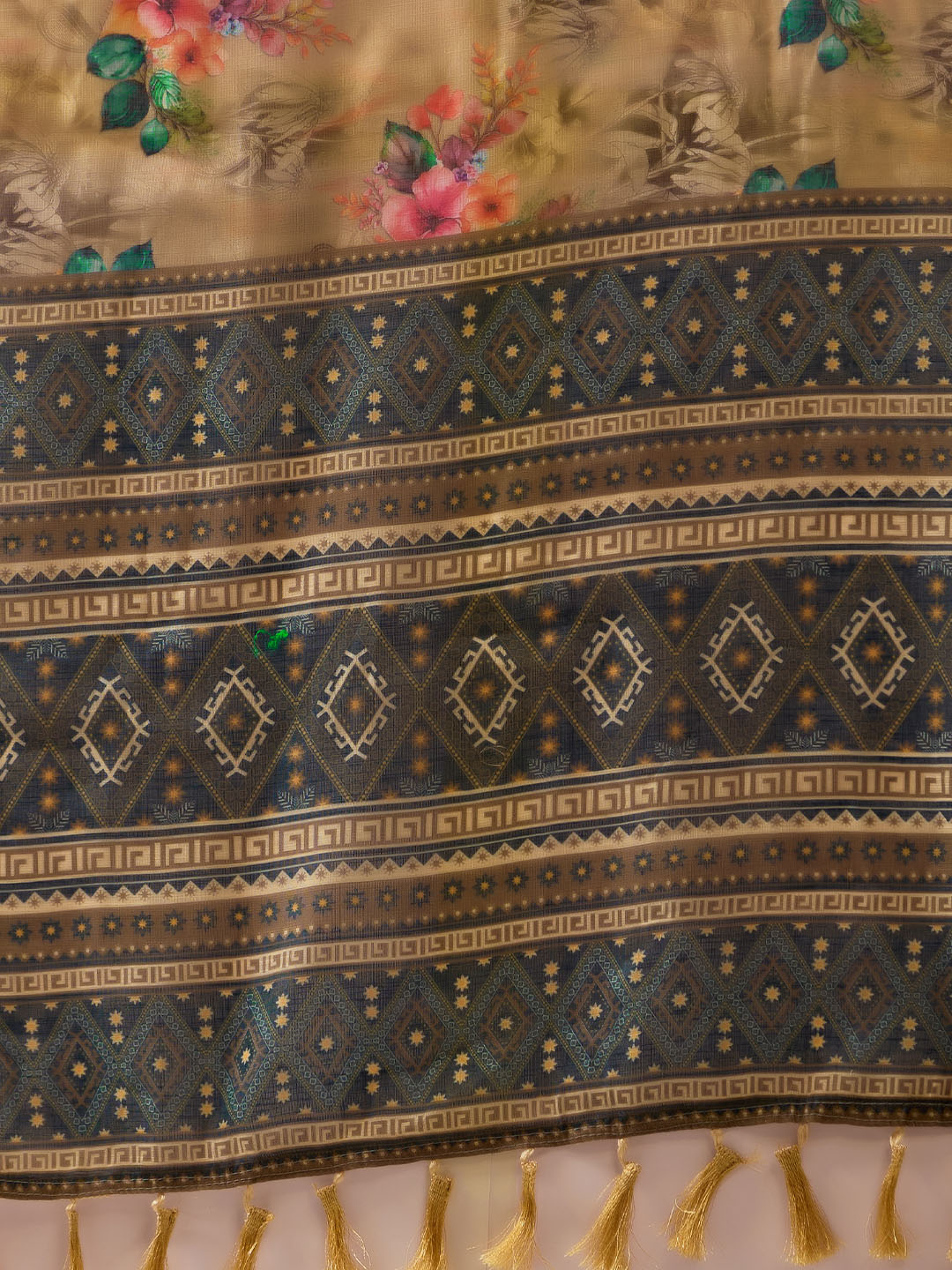 Urban Pallu Printed Pure Cotton Work Saree
