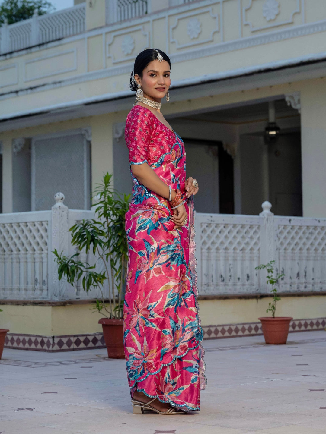 Urban Pallu Woven Design Silk Blend Fusion Saree