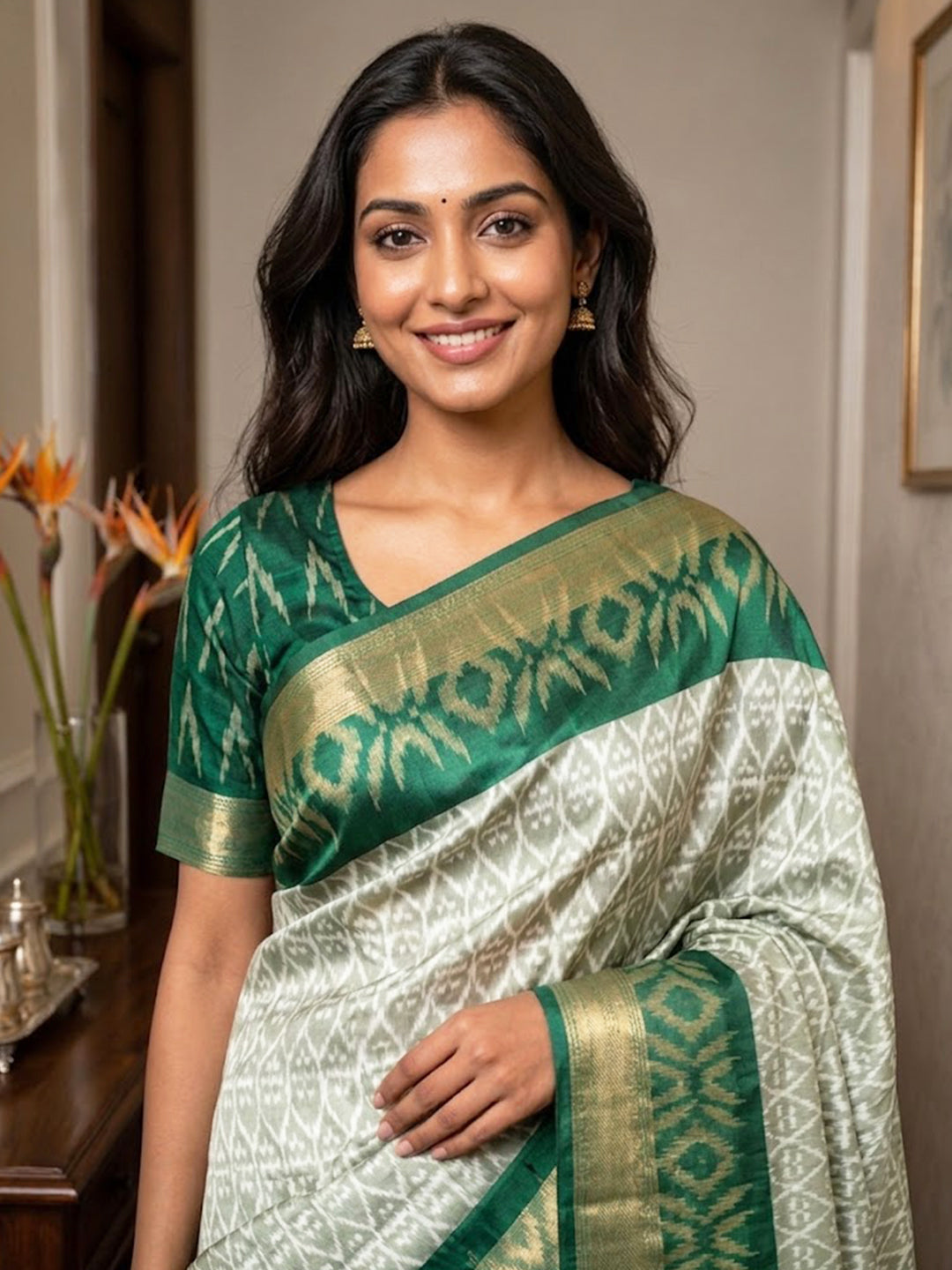 Urban Pallu Printed Silk Blend Festive Saree