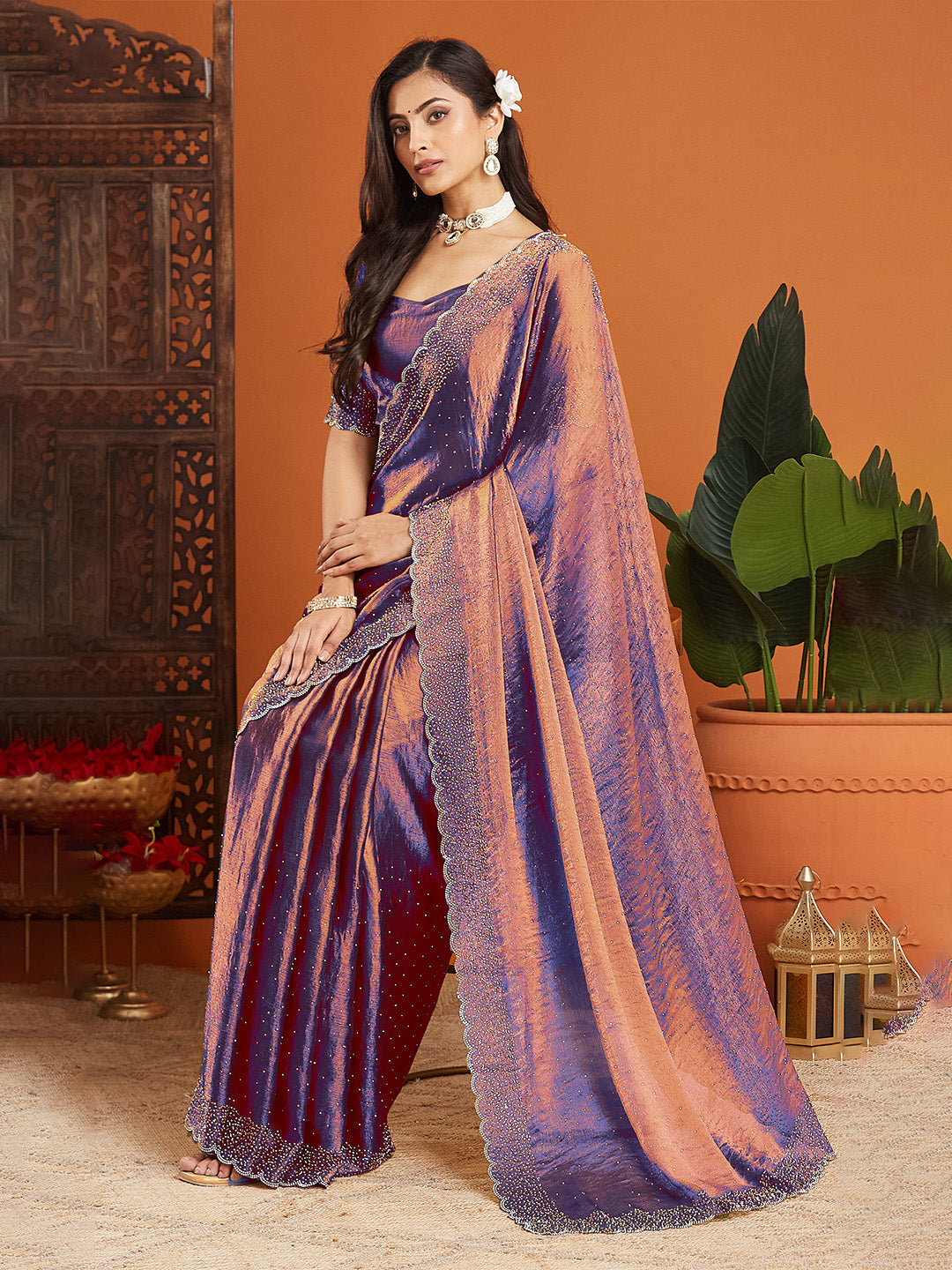 Urban Pallu Embellished Organza Party Saree