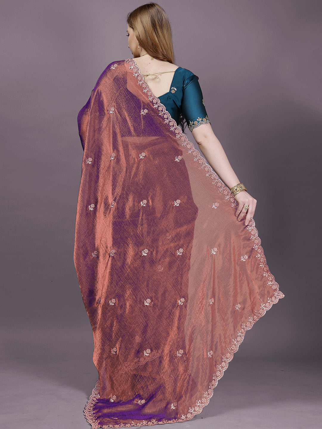 Urban Pallu Embroidered Organza Fusion Saree
