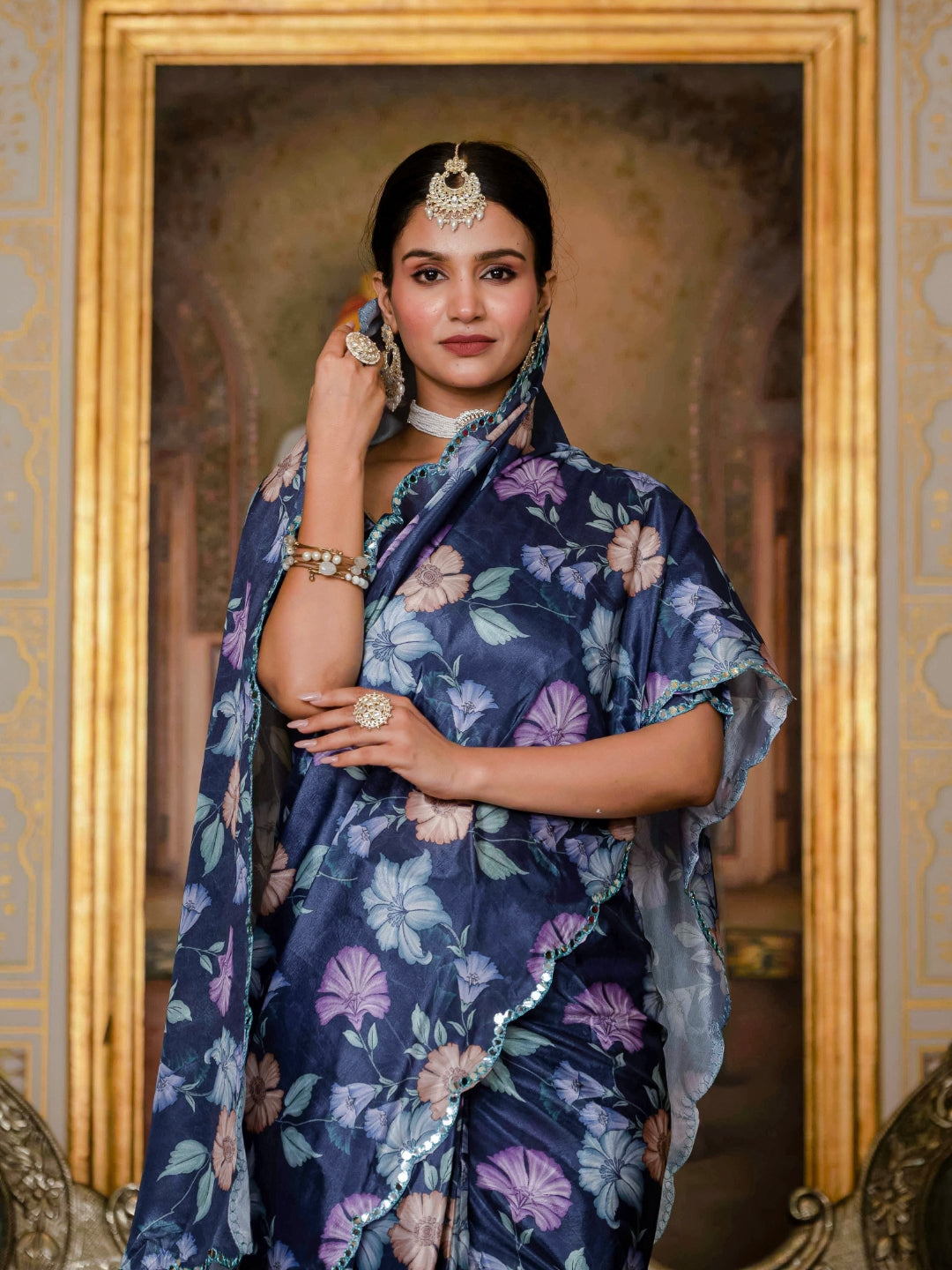 Urban Pallu Woven Design Silk Blend Fusion Saree