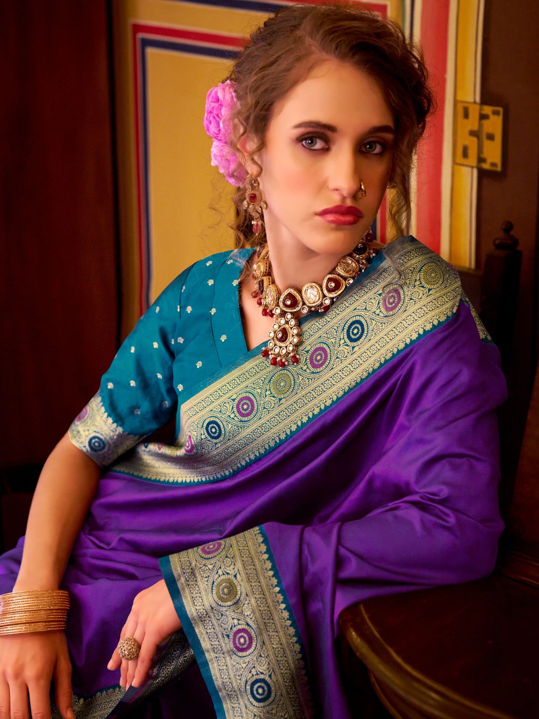 Urban Pallu Woven Design Silk Blend Daily Saree