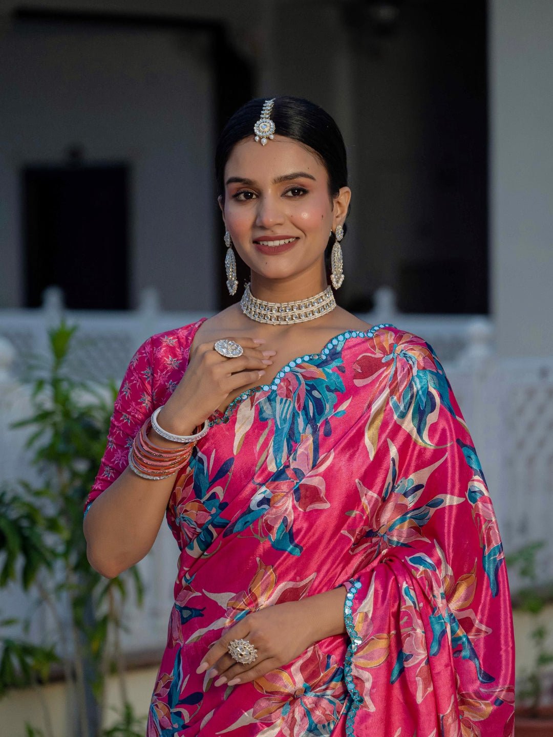 Urban Pallu Woven Design Silk Blend Fusion Saree