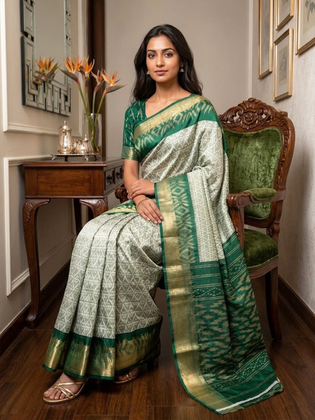 Urban Pallu Printed Silk Blend Festive Saree