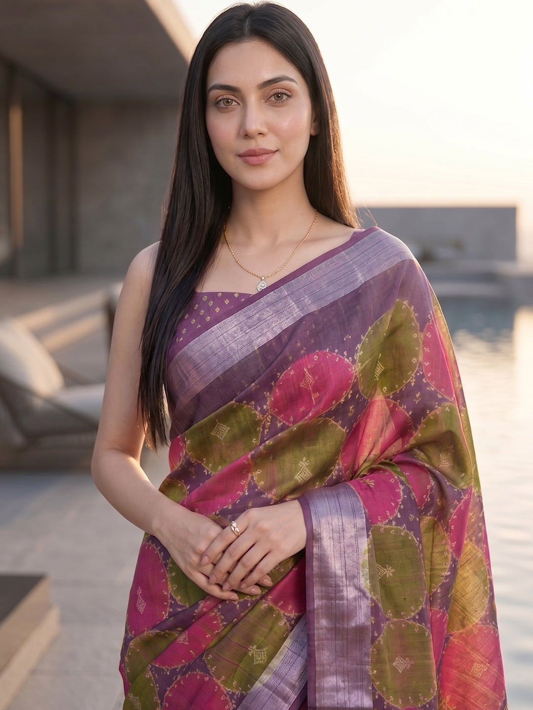 Urban Pallu Printed Silk Blend Festive Saree