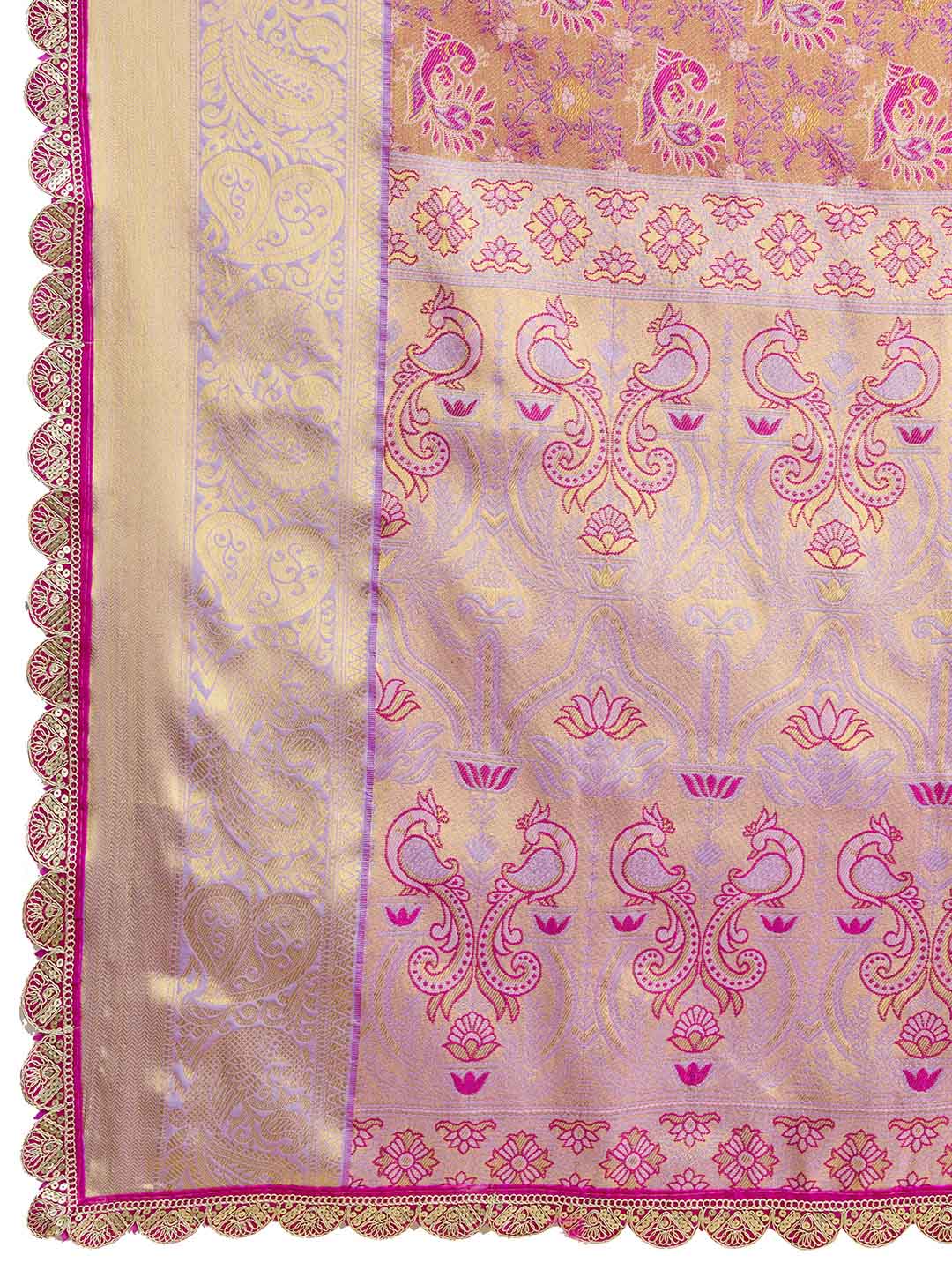 Urban Pallu Floral Sequinned Silk Blend Fusion Saree