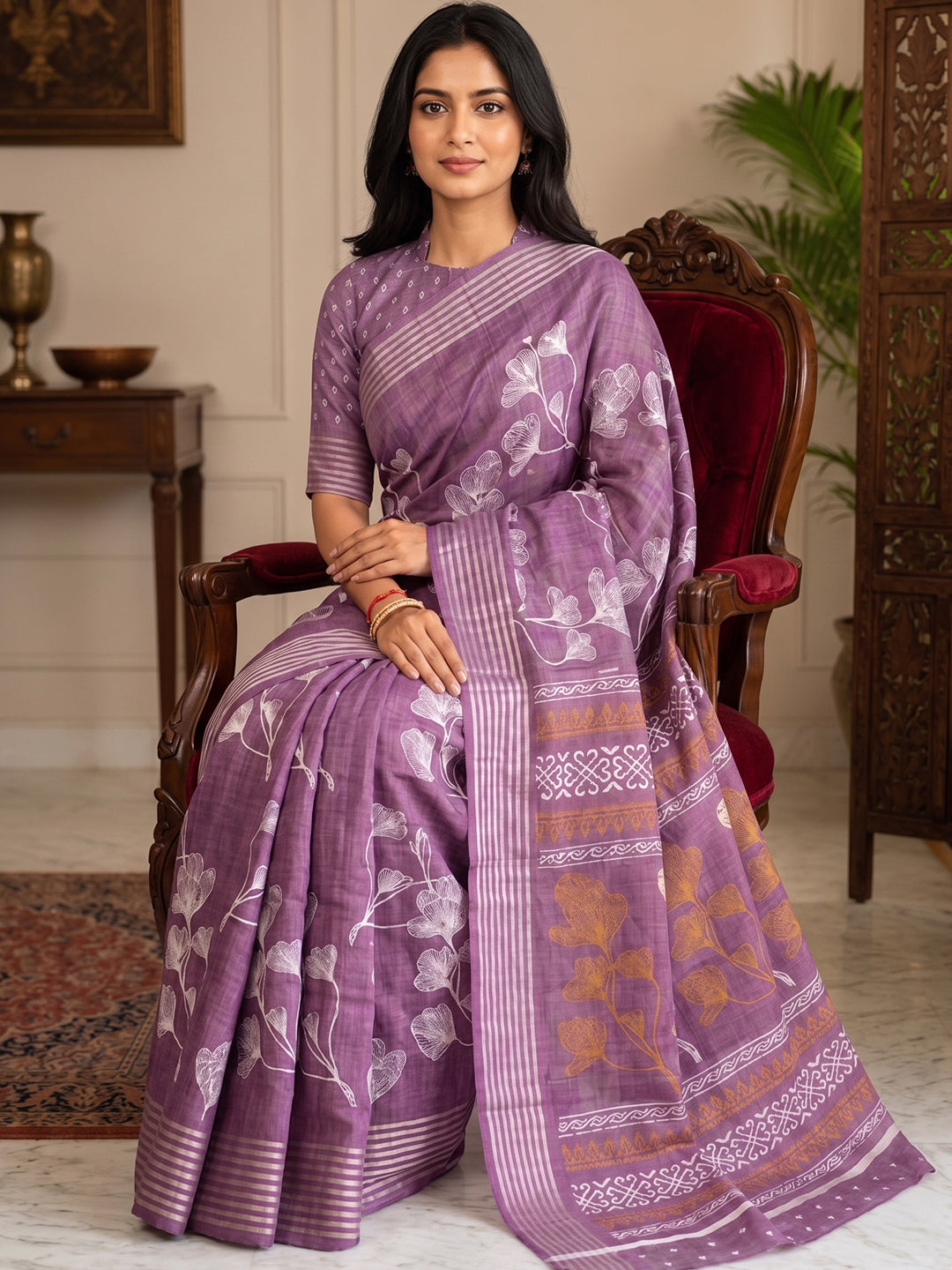 Urban Pallu Printed Silk Blend Festive Saree