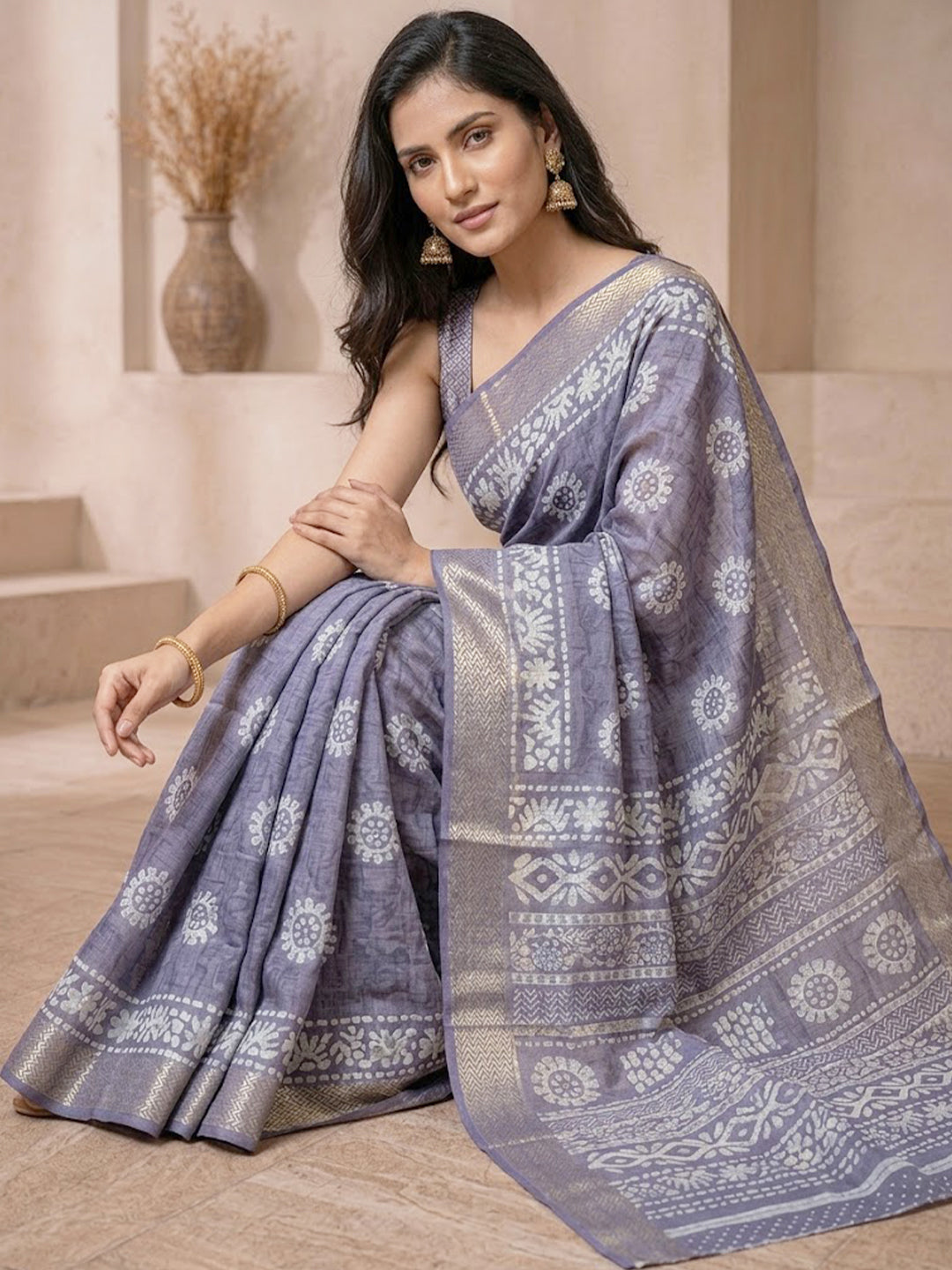 Urban Pallu Printed Cotton Blend Festive Saree