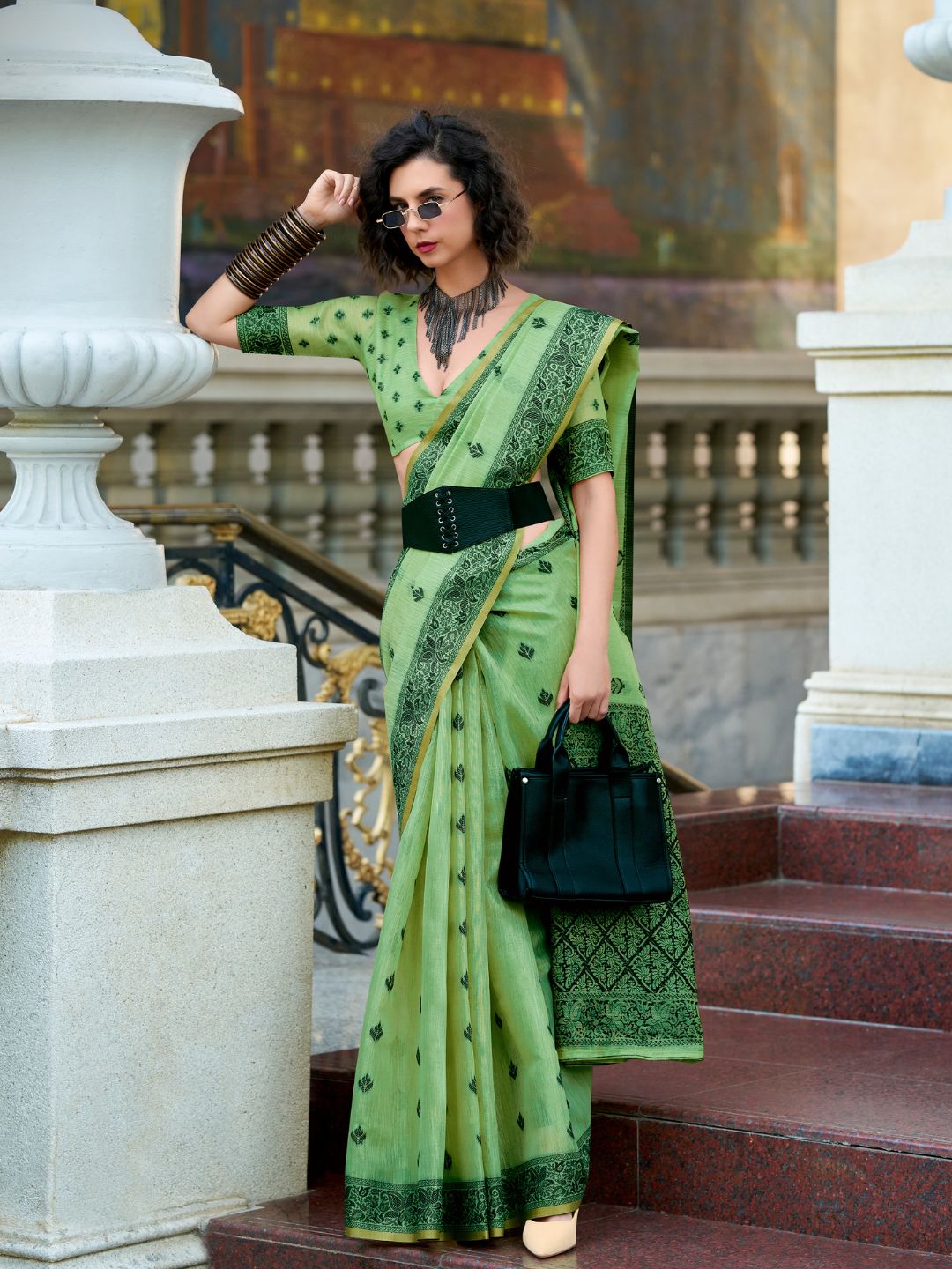 Urban Pallu Woven Design Cotton Blend Daily Saree