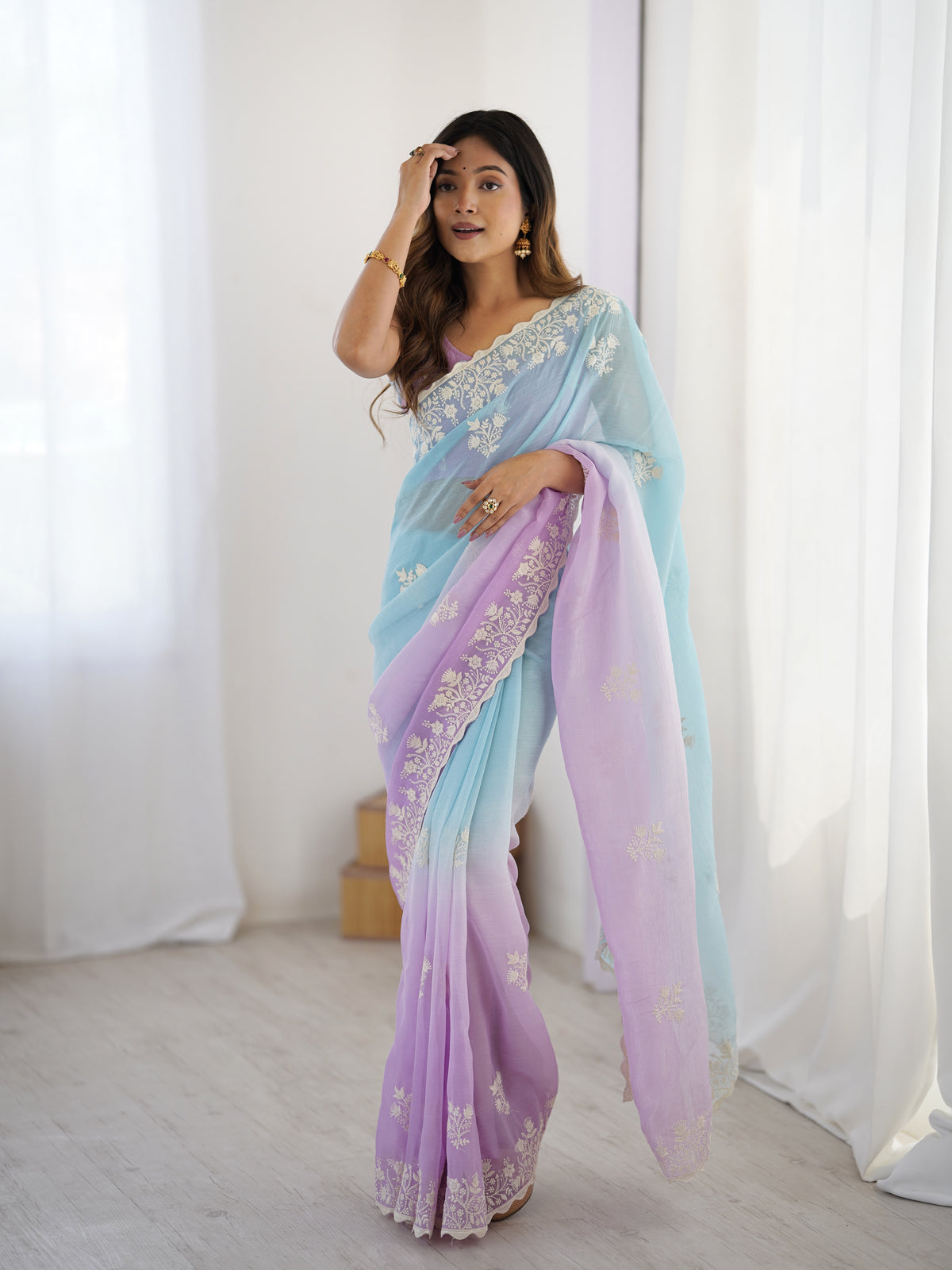 Urban Pallu Embroidered Organza Party Saree