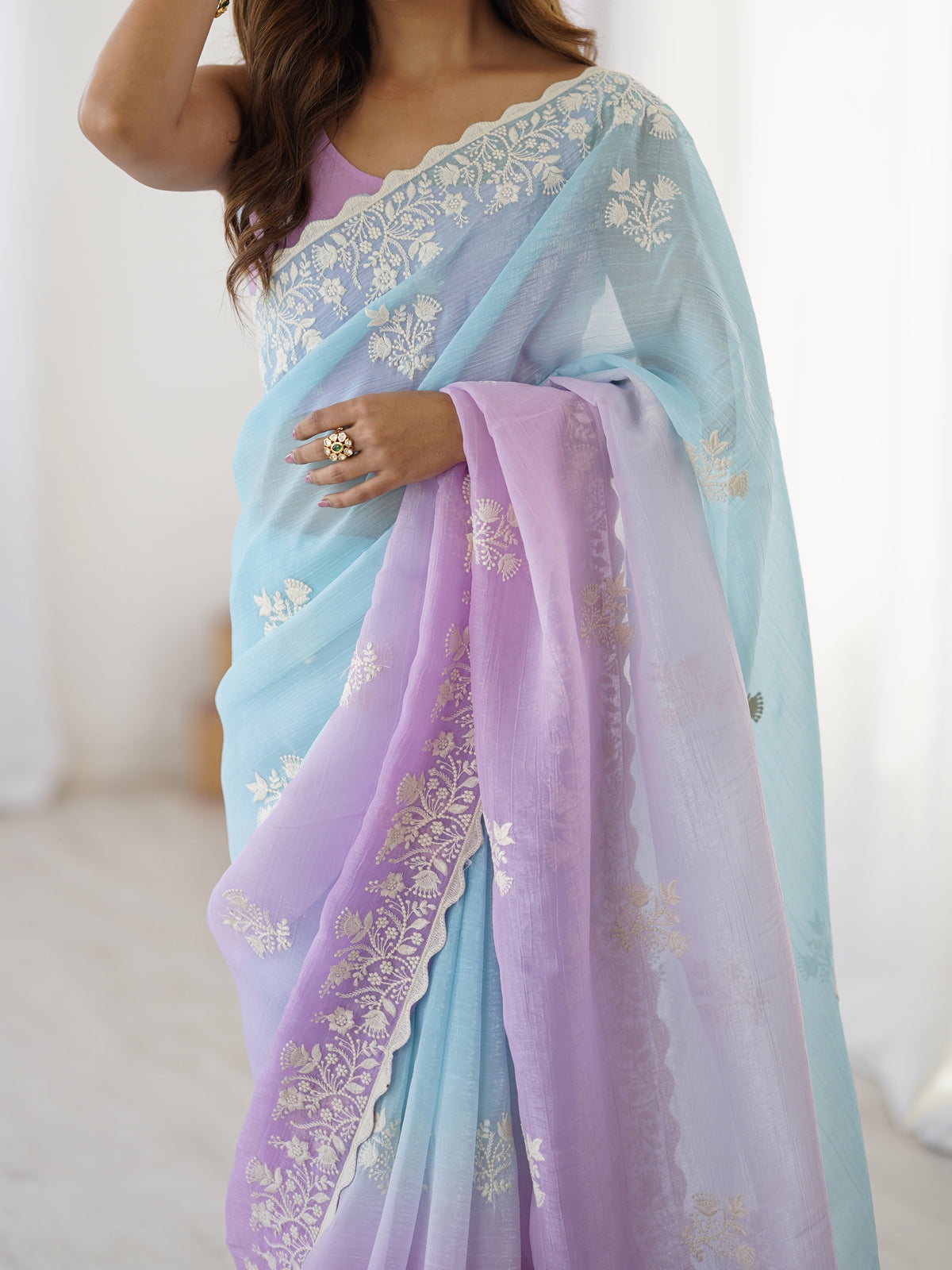 Urban Pallu Embroidered Organza Party Saree