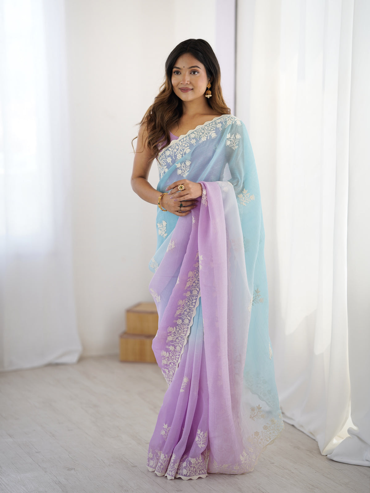 Urban Pallu Embroidered Organza Party Saree