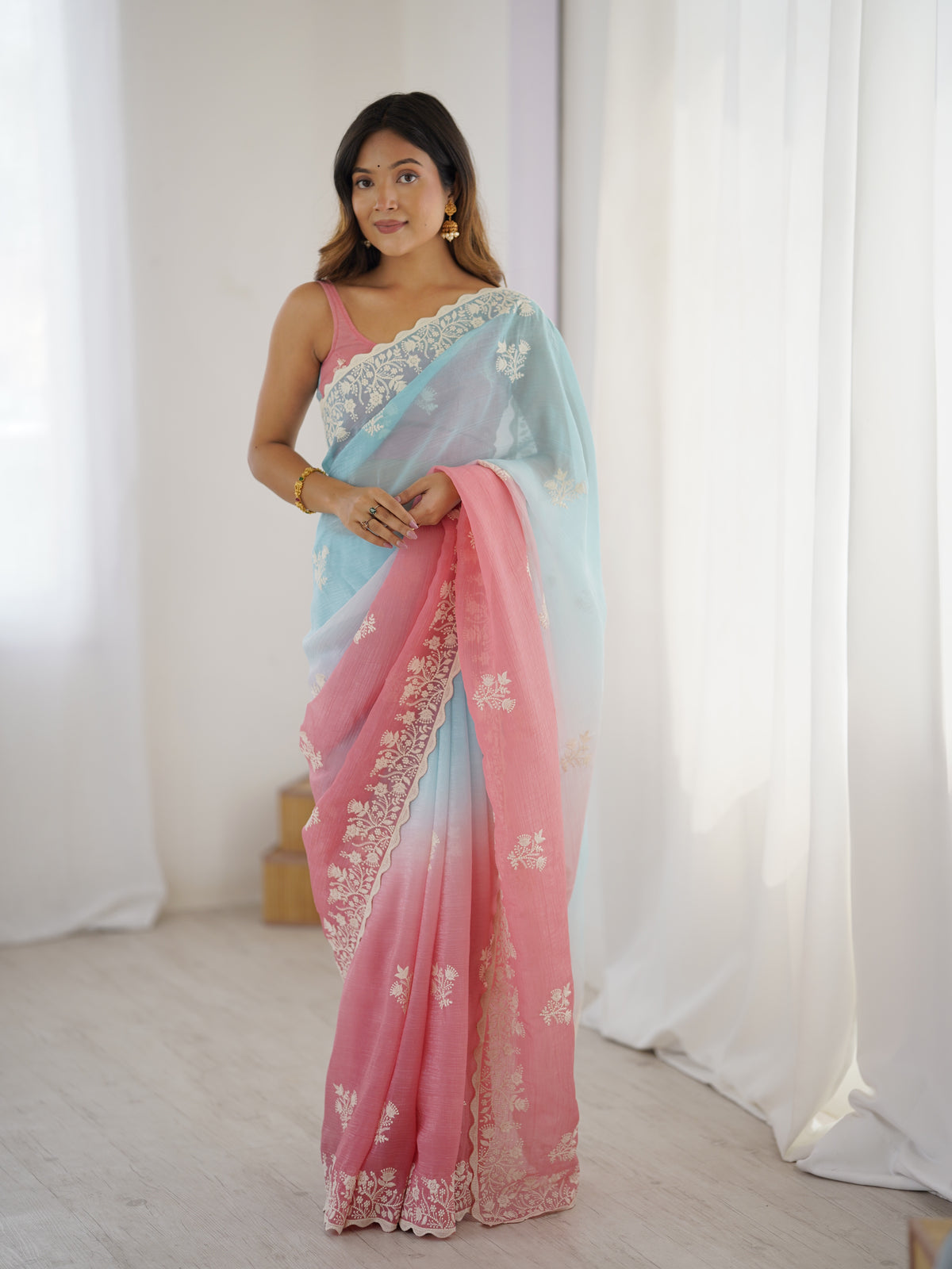 Urban Pallu Embroidered Organza Party Saree