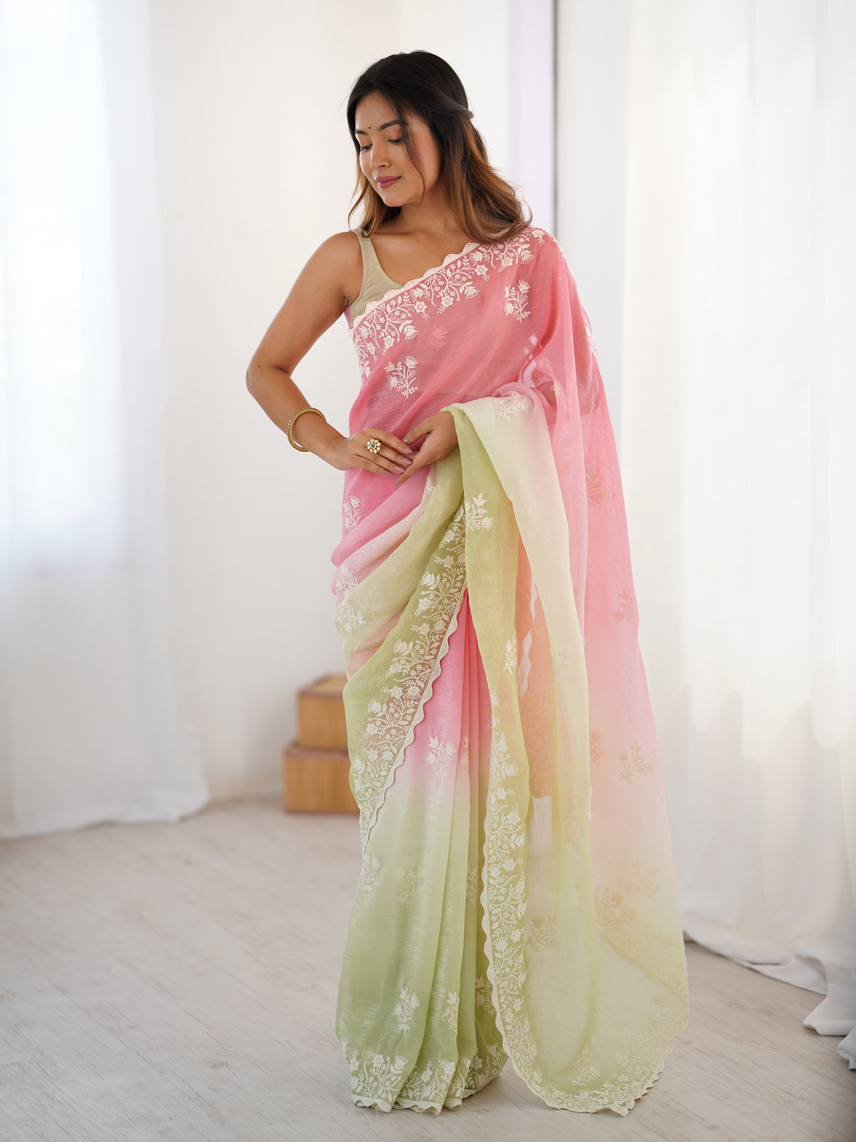 Urban Pallu Embroidered Organza Party Saree