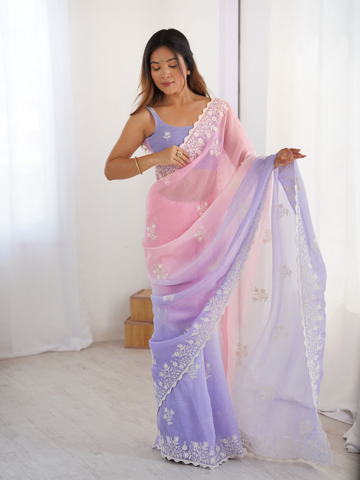 Urban Pallu Embroidered Organza Party Saree