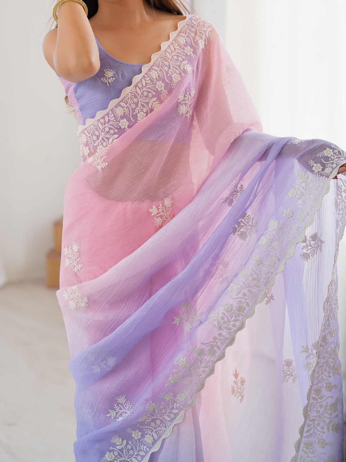 Urban Pallu Embroidered Organza Party Saree
