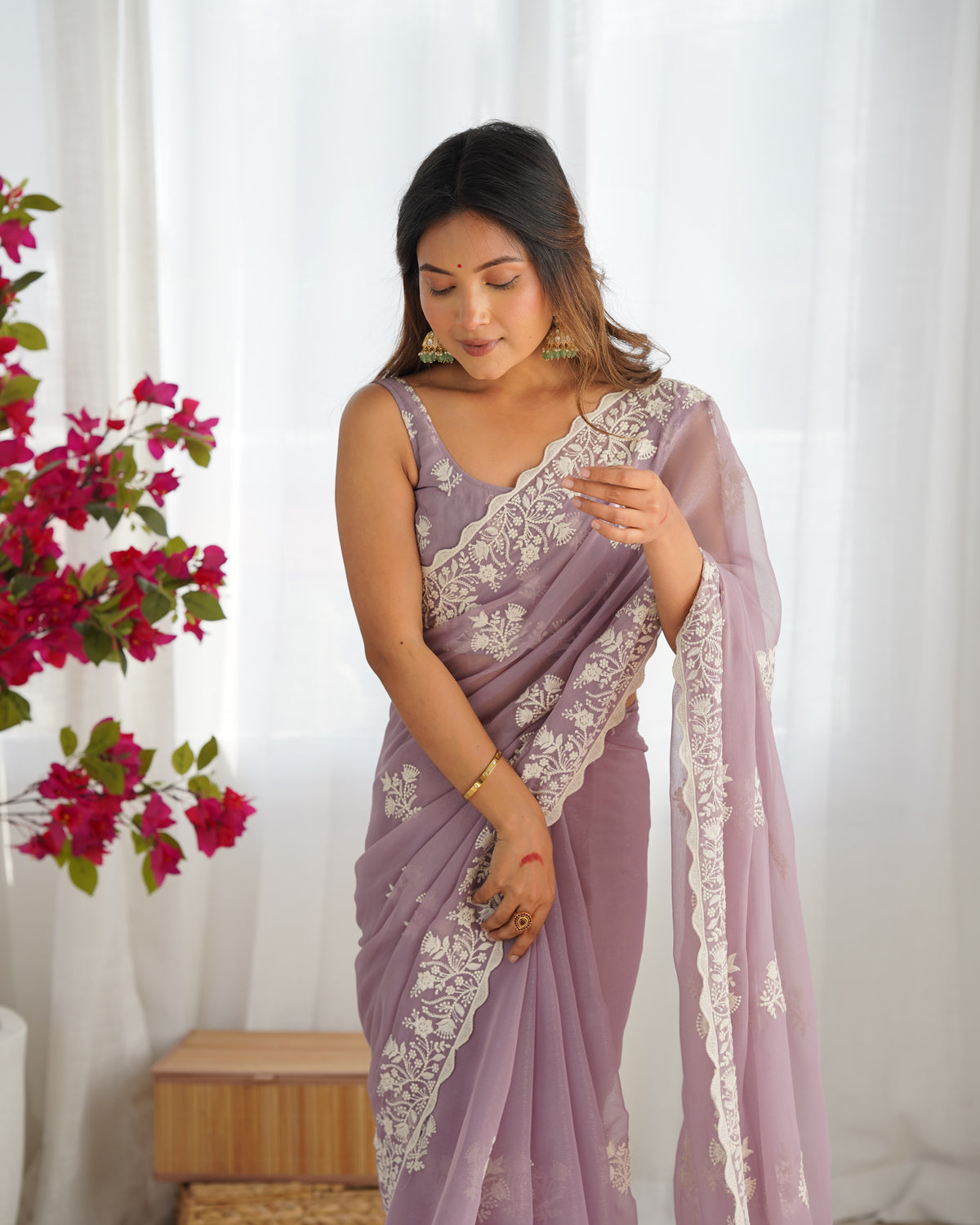 Urban Pallu Embroidered Organza Party Saree