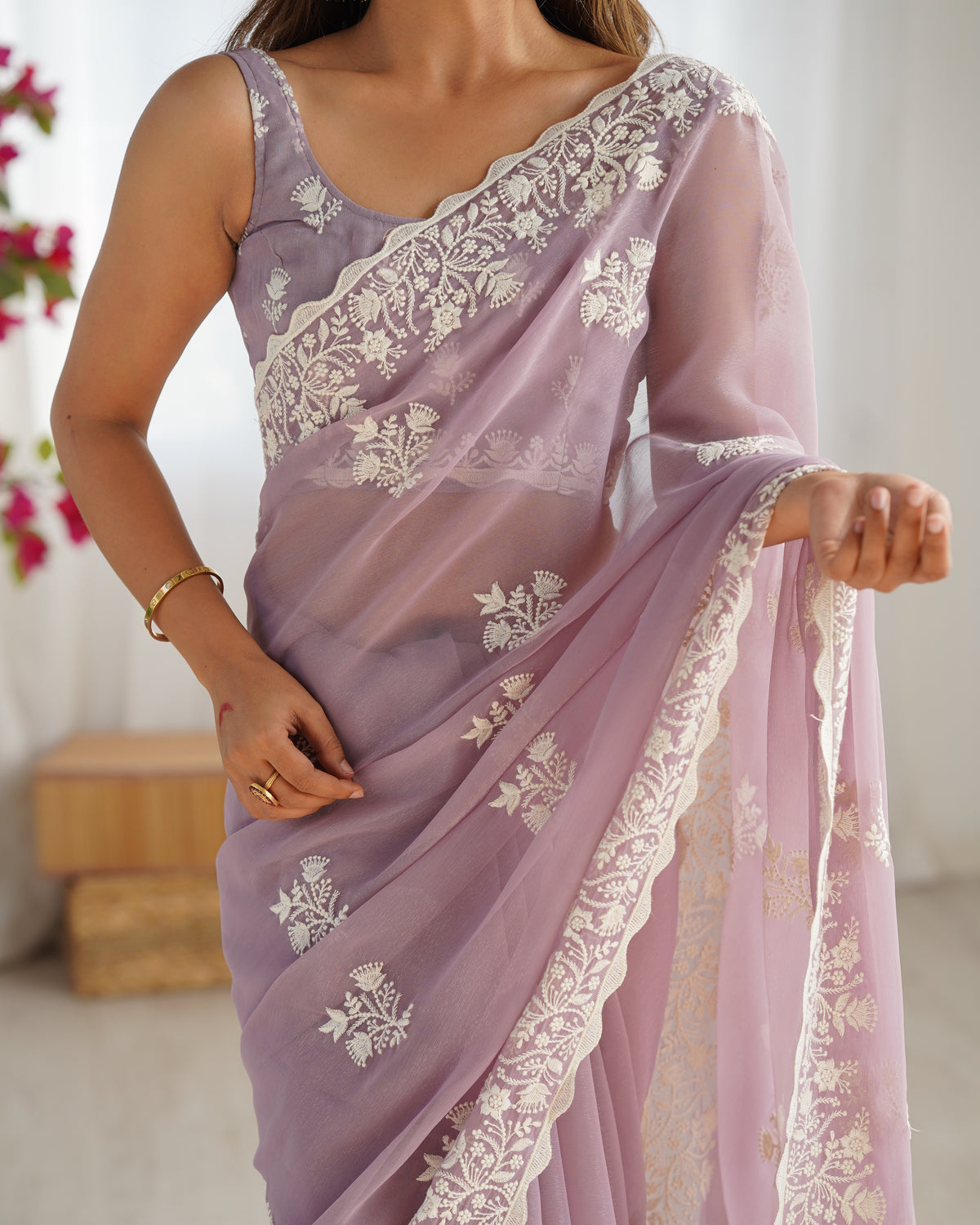 Urban Pallu Embroidered Organza Party Saree
