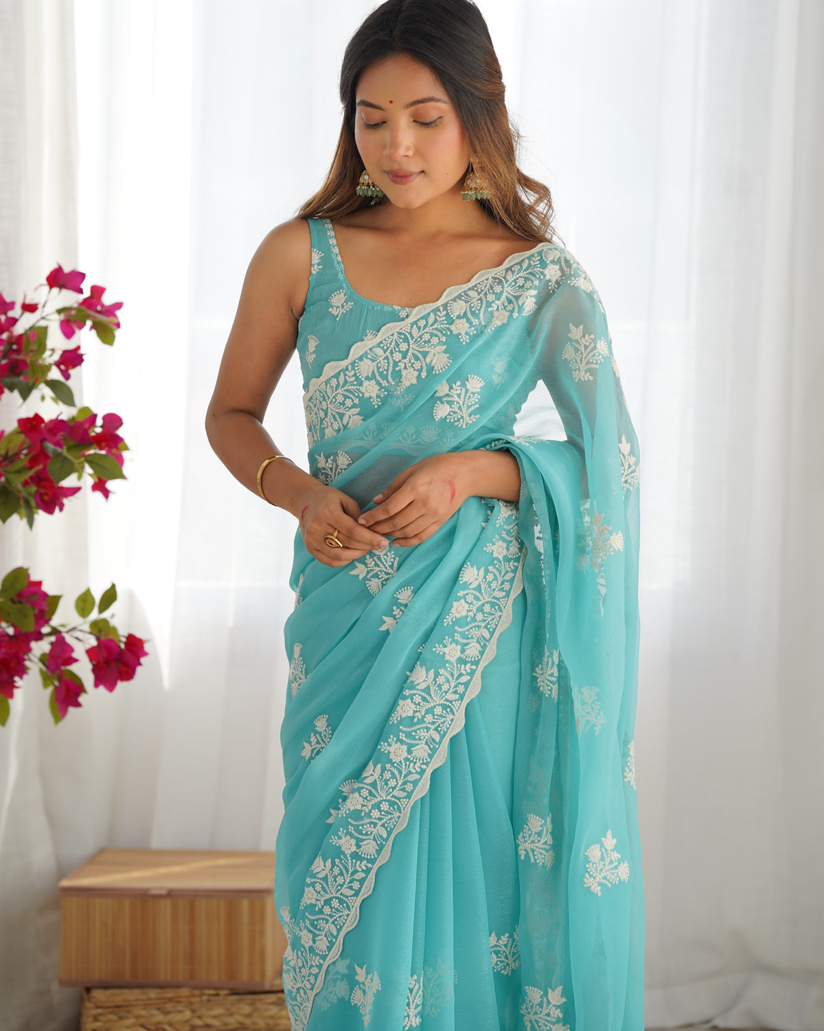 Urban Pallu Embroidered Organza Party Saree