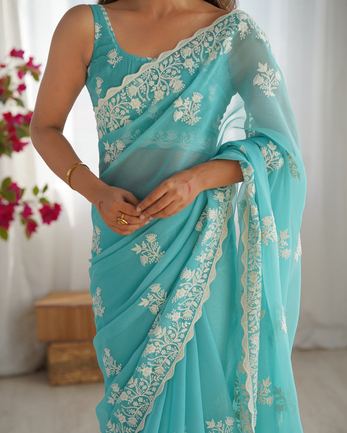Urban Pallu Embroidered Organza Party Saree