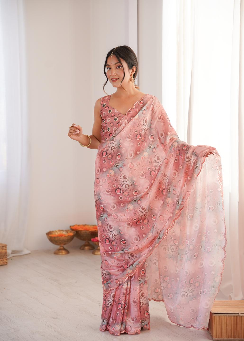 Urban Pallu Sequinned Silk Blend Designer Saree