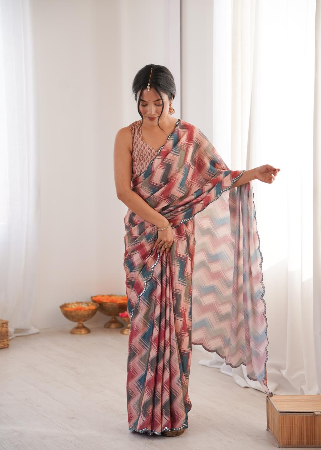Urban Pallu Sequinned Silk Blend Fusion Saree
