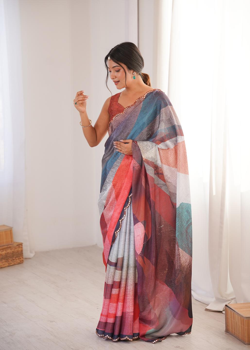 Urban Pallu Sequinned Silk Blend Saree