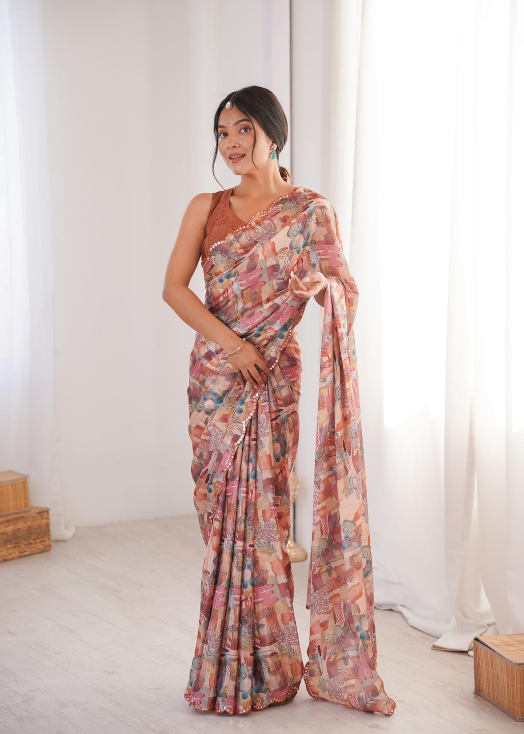 Urban Pallu Sequinned Silk Blend Fusion Saree