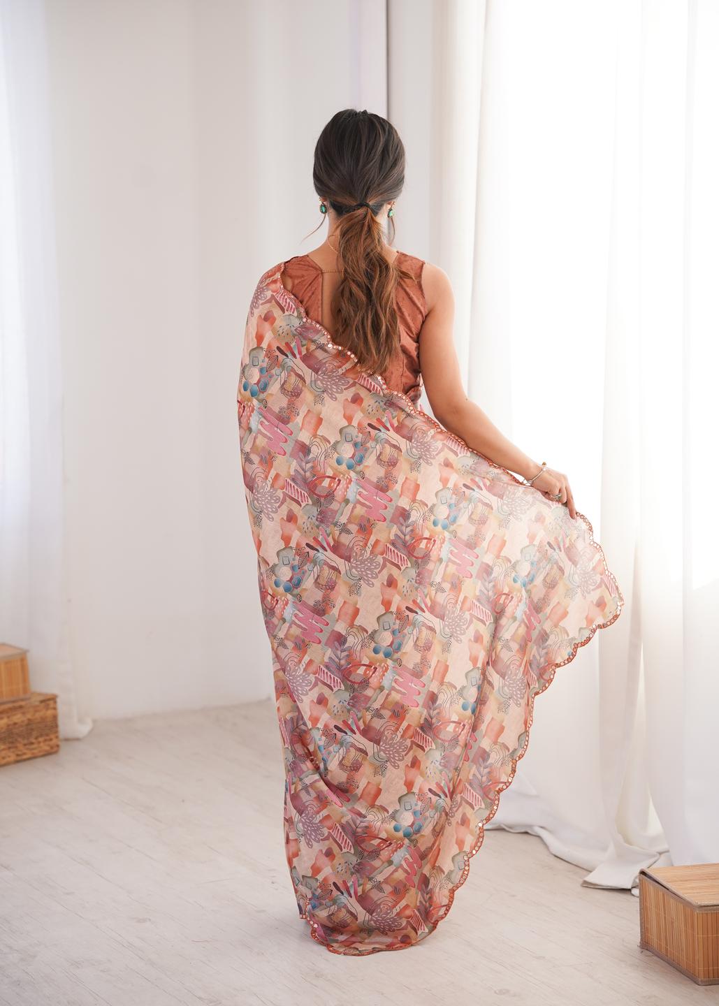 Urban Pallu Sequinned Silk Blend Fusion Saree