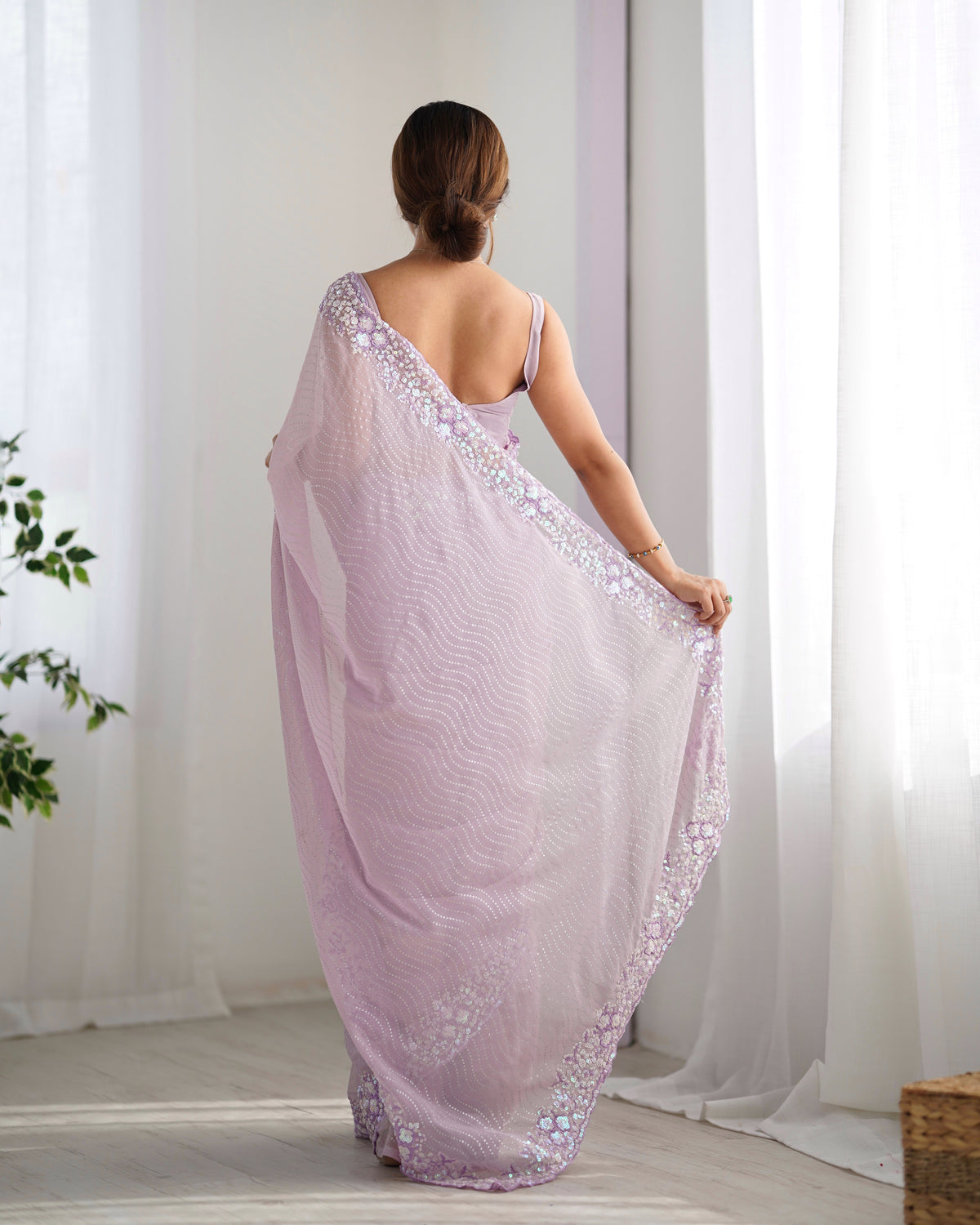 Urban Pallu Embroidered Poly Georgette Festive Saree