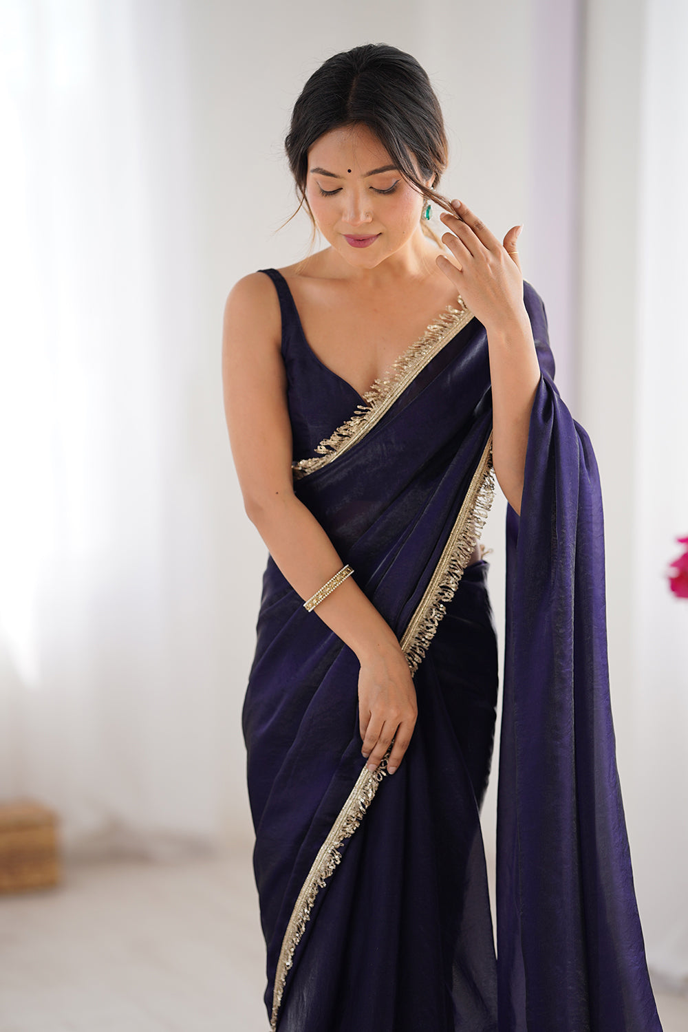 Urban Pallu Solid Poly Georgette Daily Saree