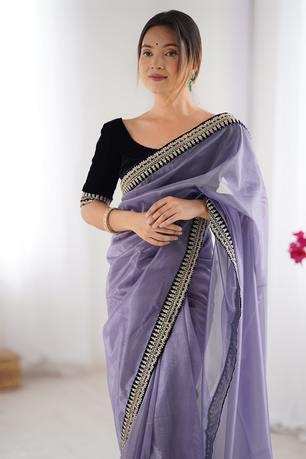 Urban Pallu Solid Poly Georgette Daily Saree