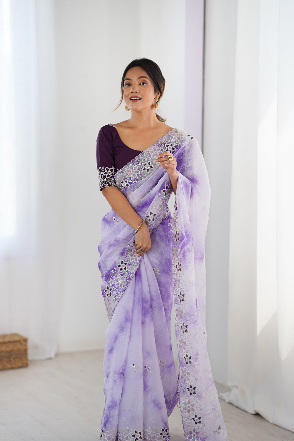 Urban Pallu Embroidered Poly Chiffon Daily Saree