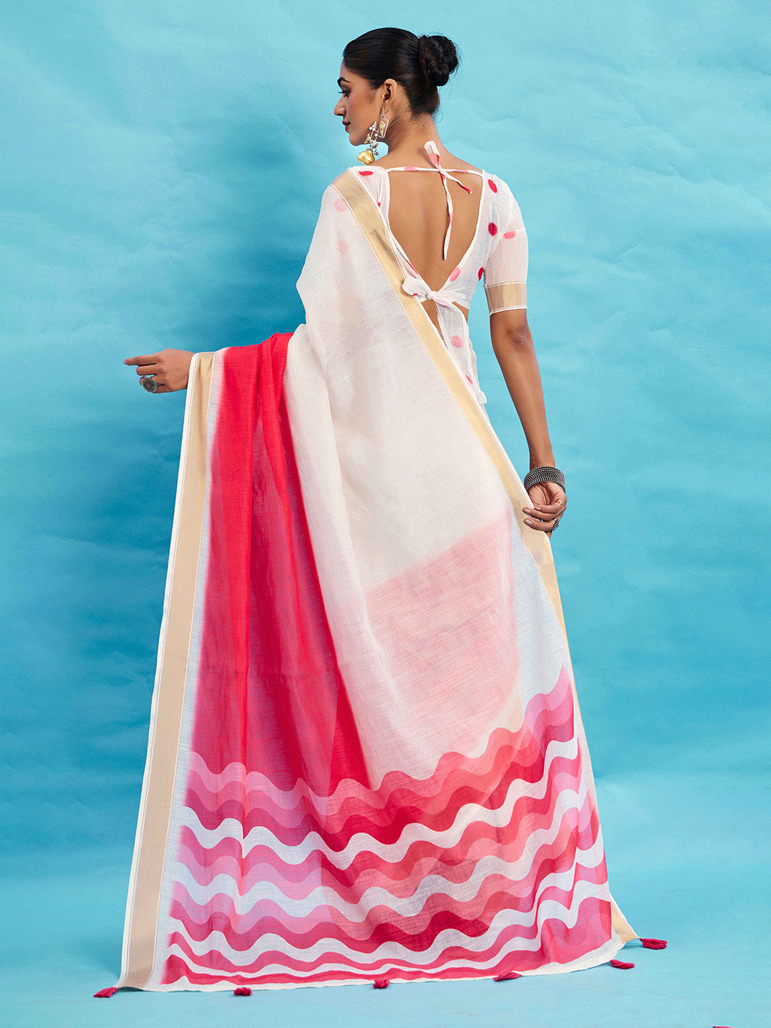 Urban Pallu Ombre Dyed Silk Blend Fusion Saree