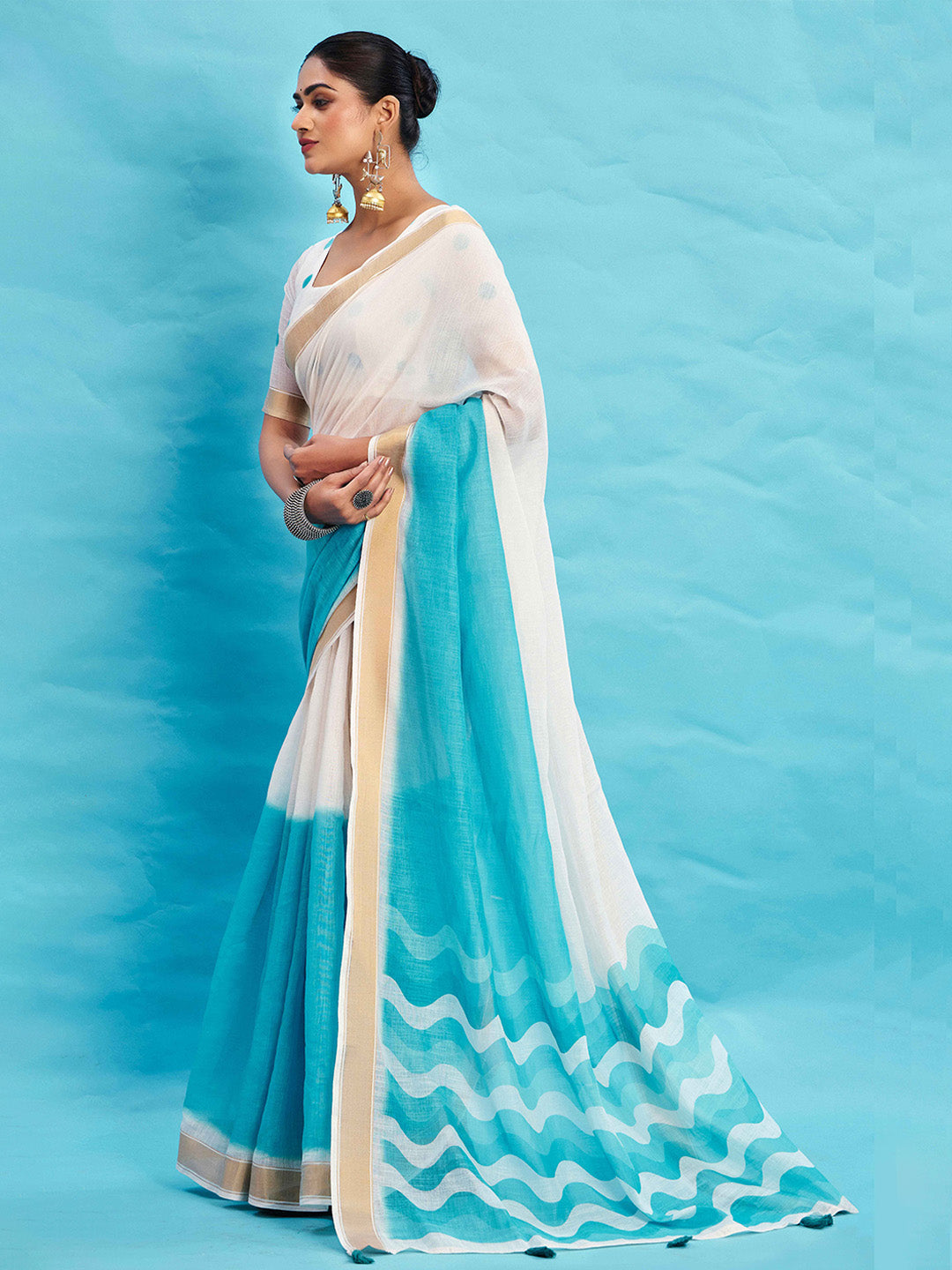 Urban Pallu Ombre Dyed Silk Blend Fusion Saree