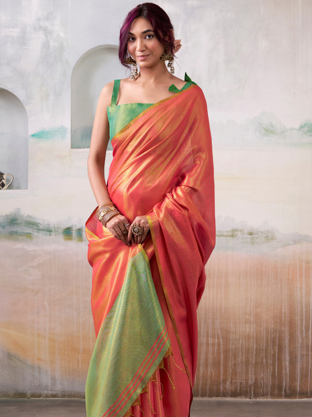 Urban Pallu Woven Design Cotton Blend Daily Saree
